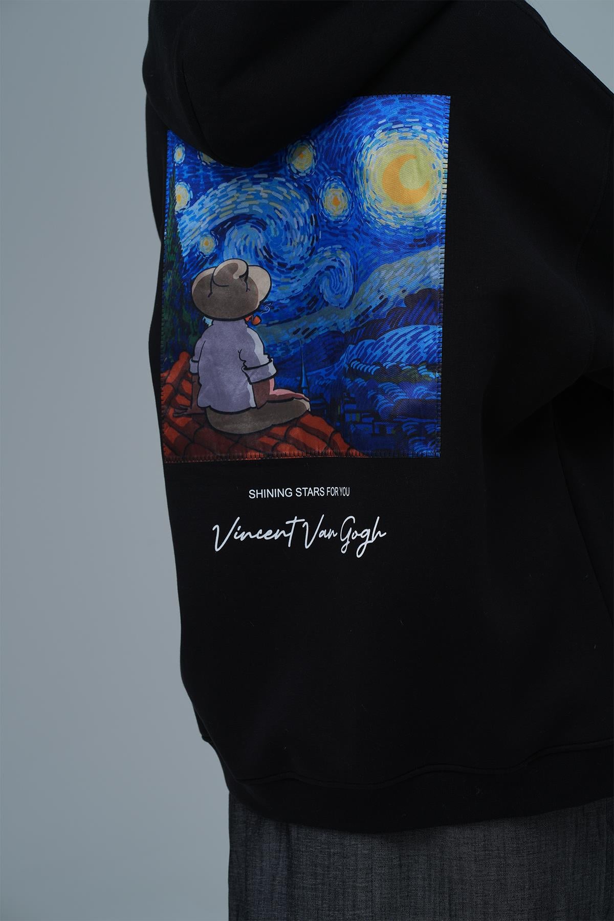 Shining Stars Oversize Sweatshirt Kadın Siyah