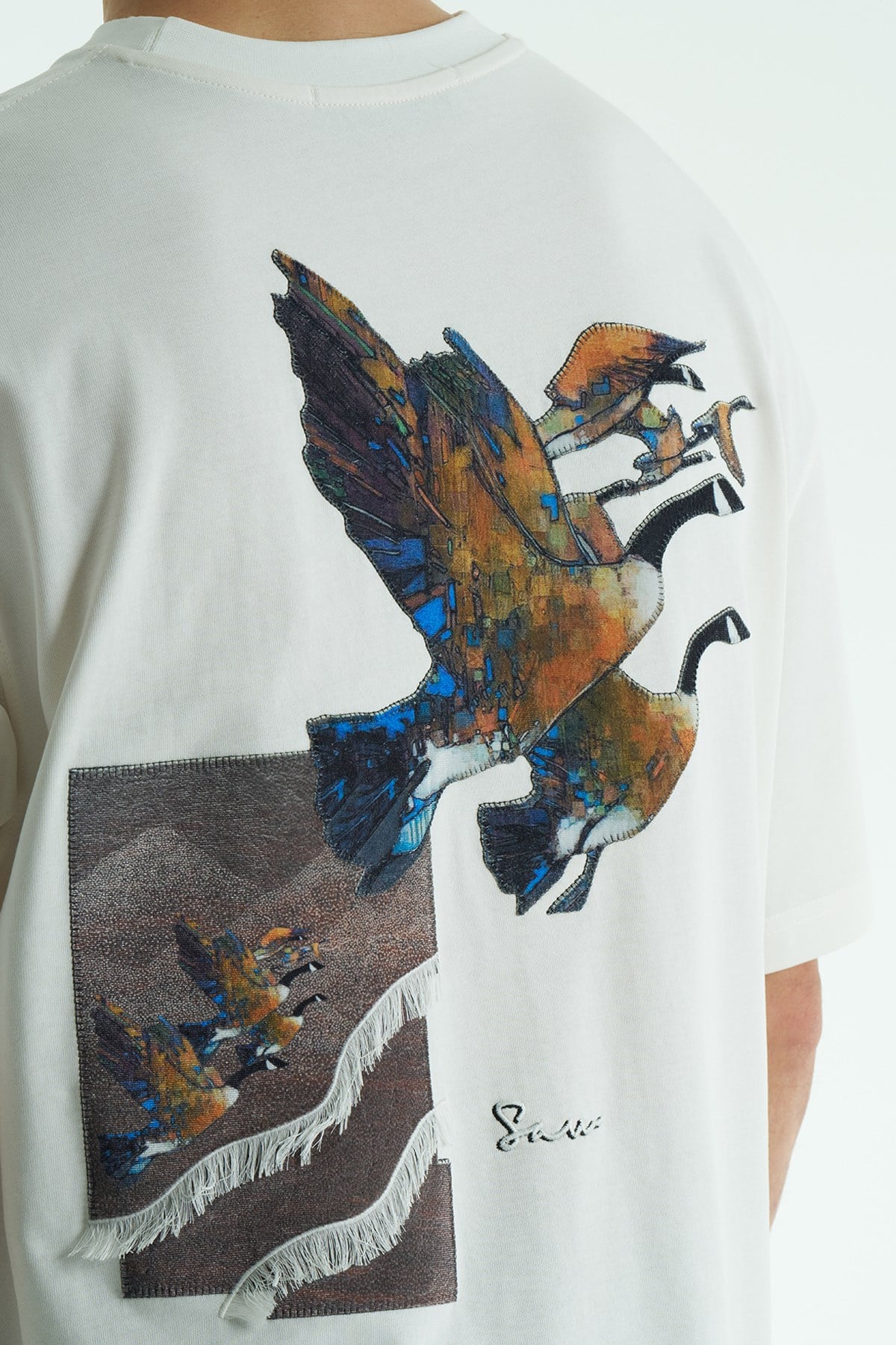 Soar Oversize Erkek Tişört Ekru