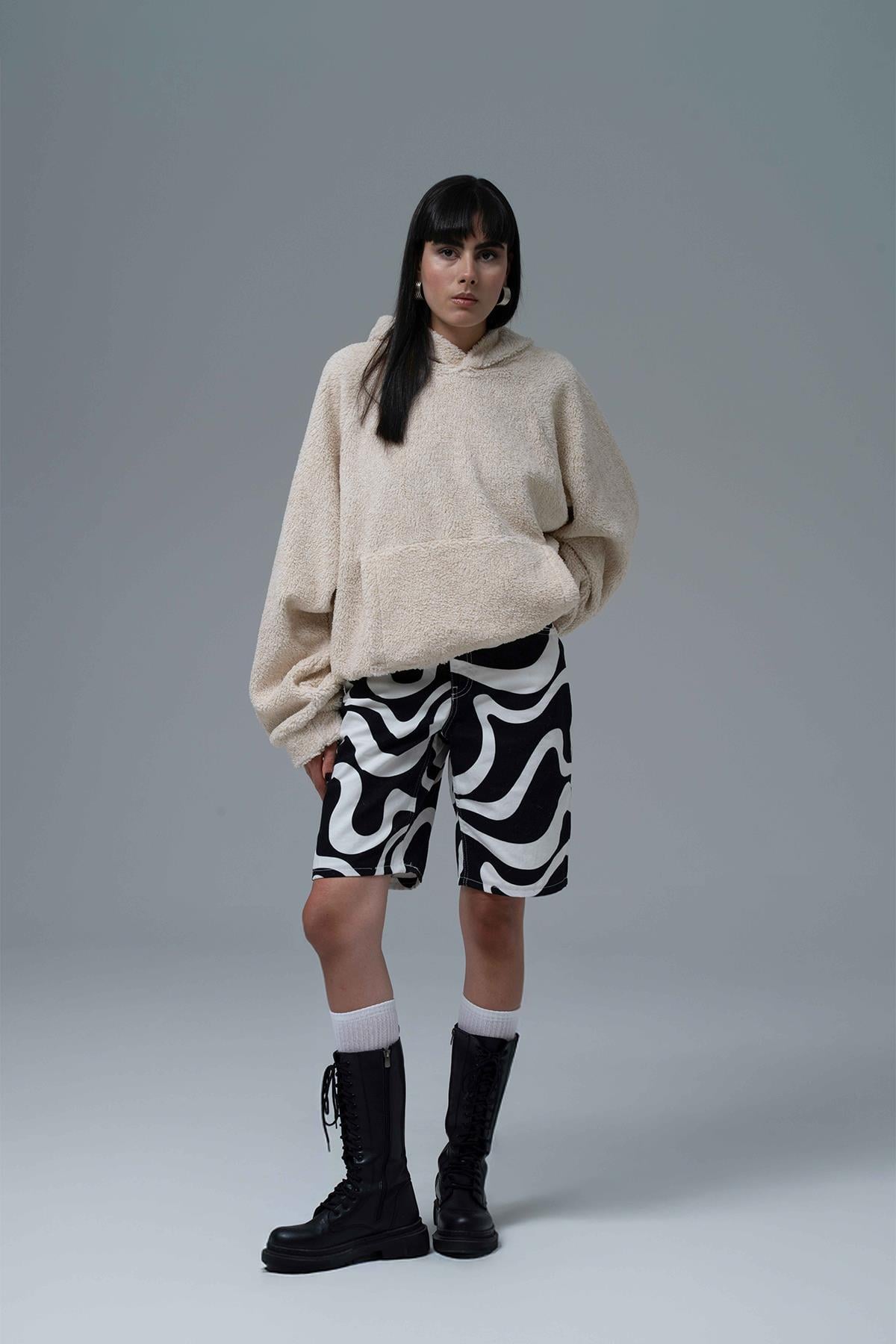 Soft Haven Oversize Welsoft Sweatshirt Kadın Açık Bej