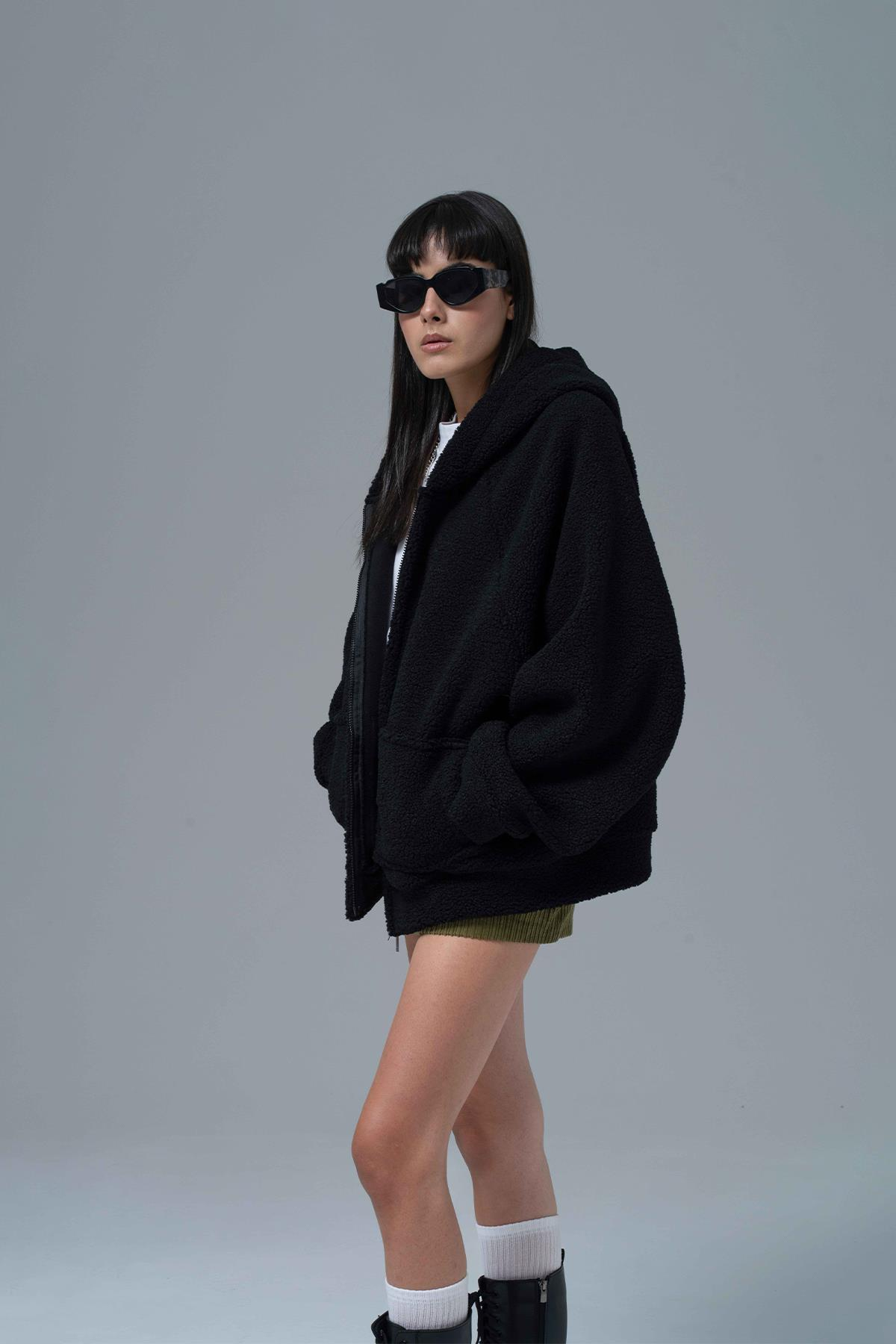Soft Haven Oversize Welsoft Sweatshirt Kadın Siyah