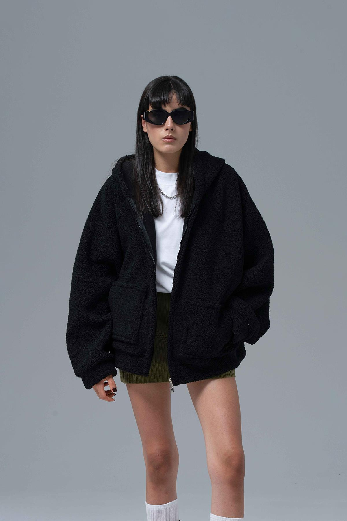 Soft Haven Oversize Welsoft Sweatshirt Kadın Siyah
