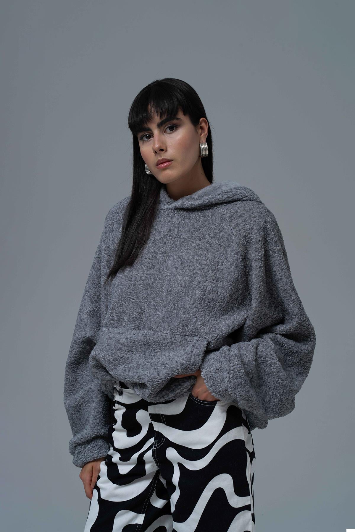 Soft Haven Oversize Welsoft Sweatshirt Kadın Gri