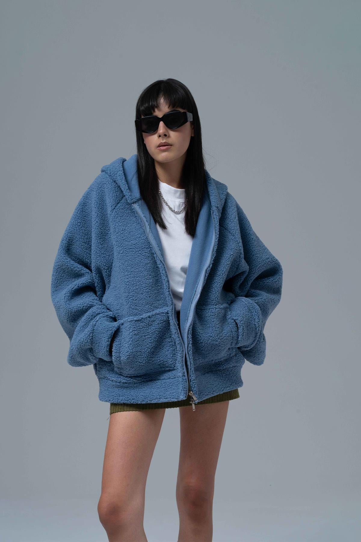 Soft Haven Oversize Welsoft Sweatshirt Kadın Mavi