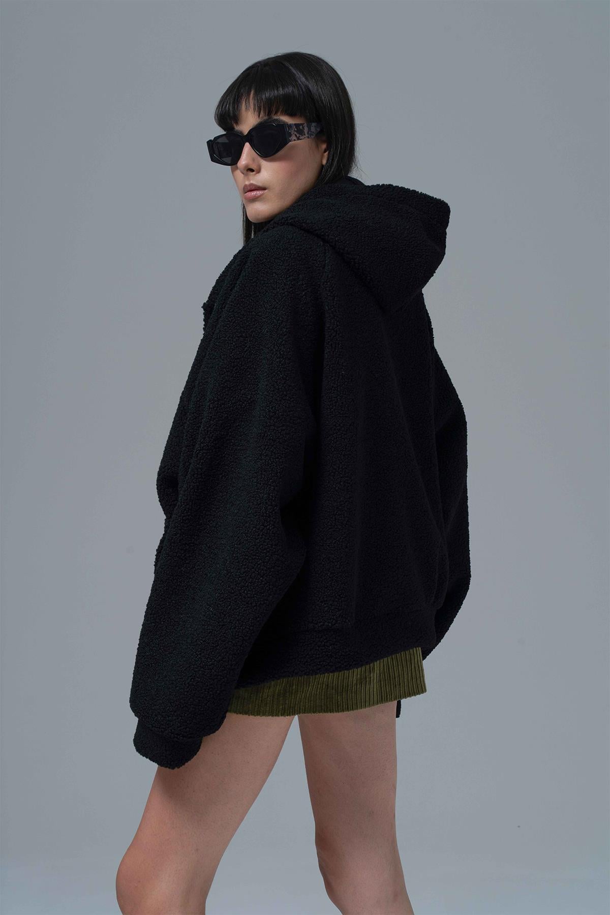 Soft Haven Oversize Welsoft Sweatshirt Kadın Siyah