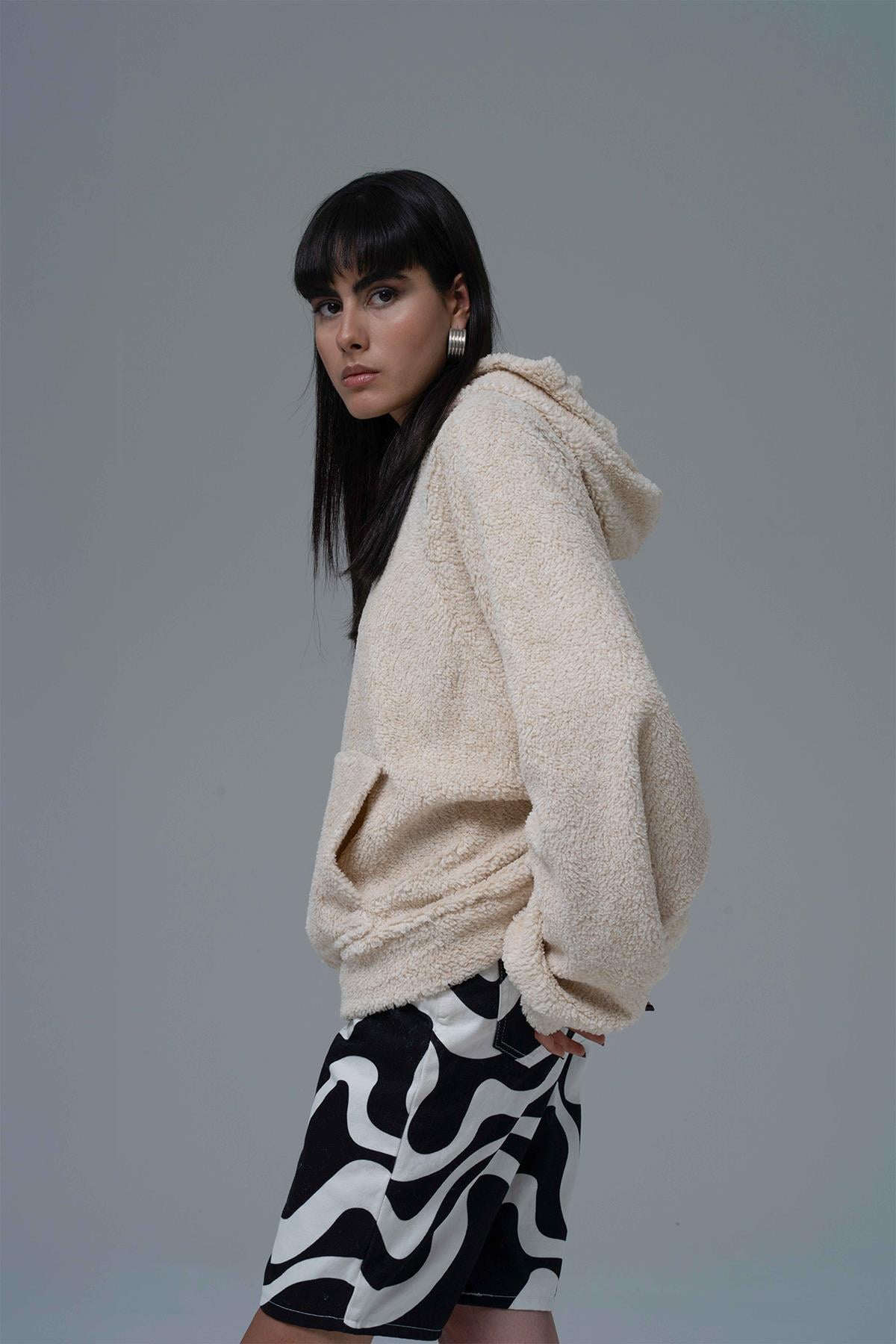 Soft Haven Oversize Welsoft Sweatshirt Kadın Açık Bej