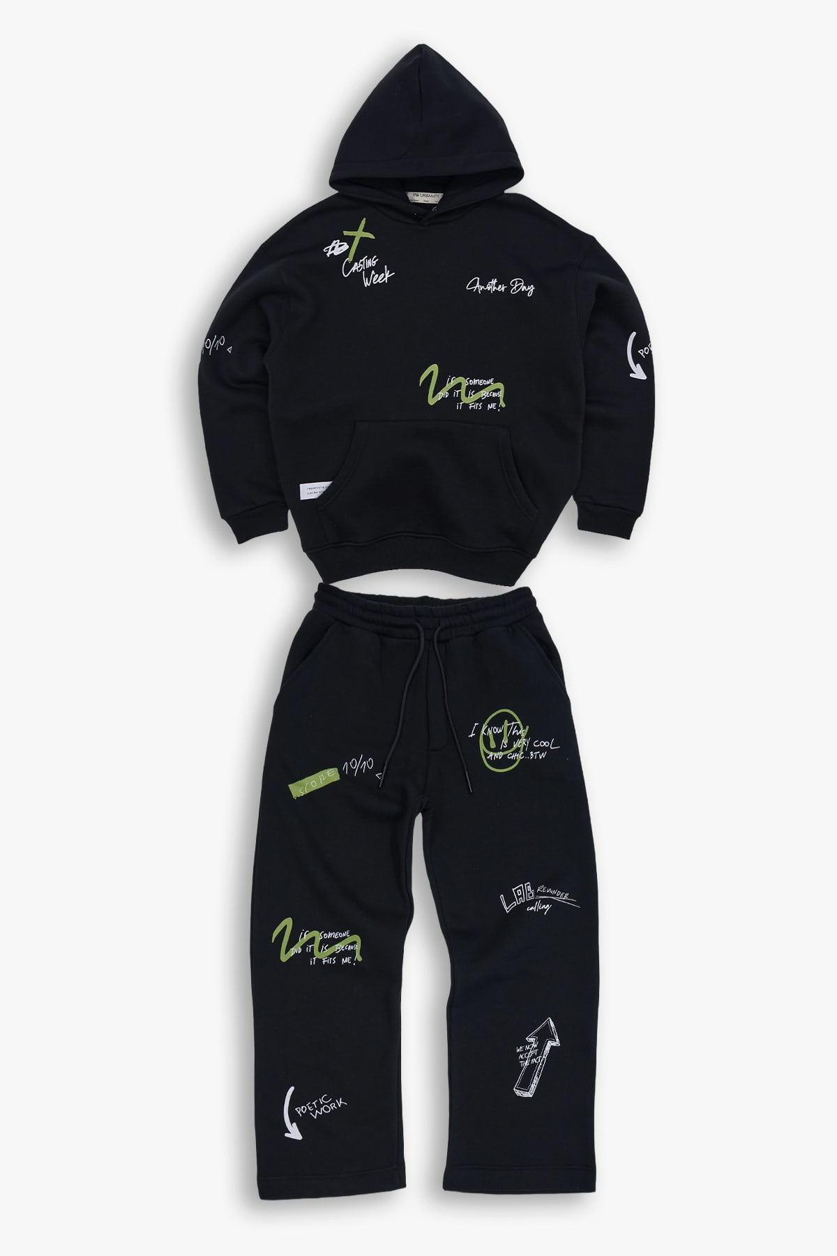 Street Script Oversize Eşofman Takımı Kadın Siyah