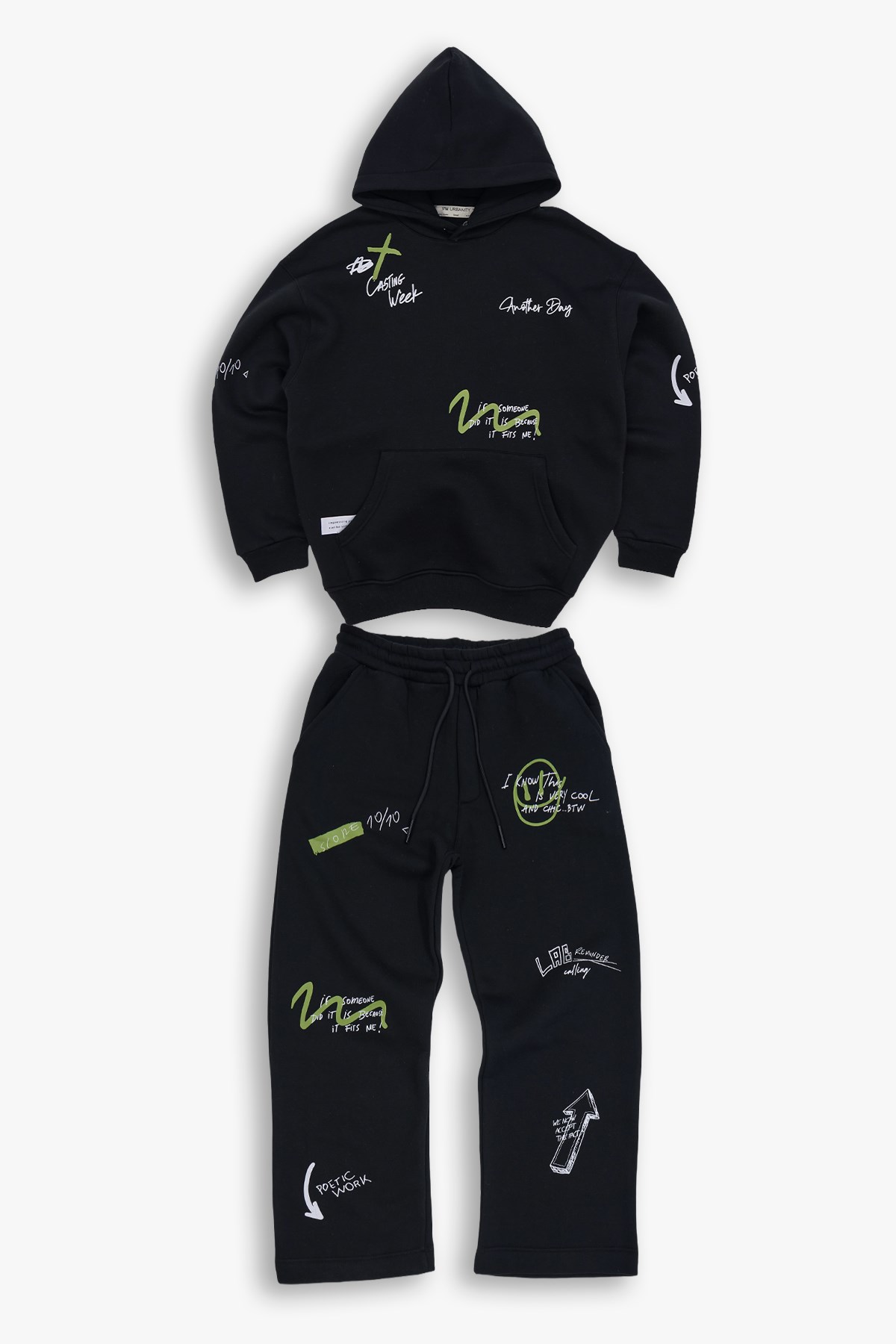 Street Script Oversize Eşofman Takımı Erkek Siyah