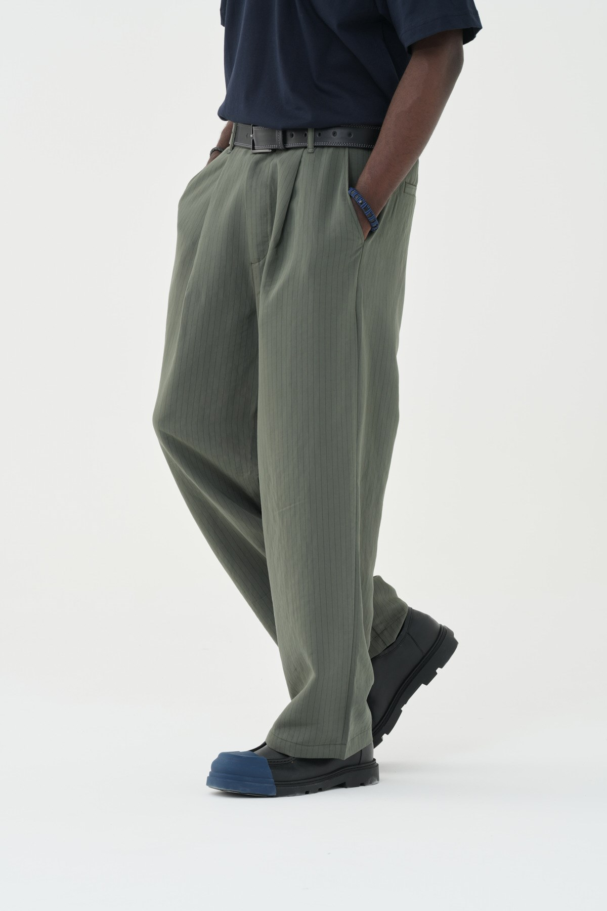 Tailor Stripe Relaxed Fit Erkek Pantolon Haki