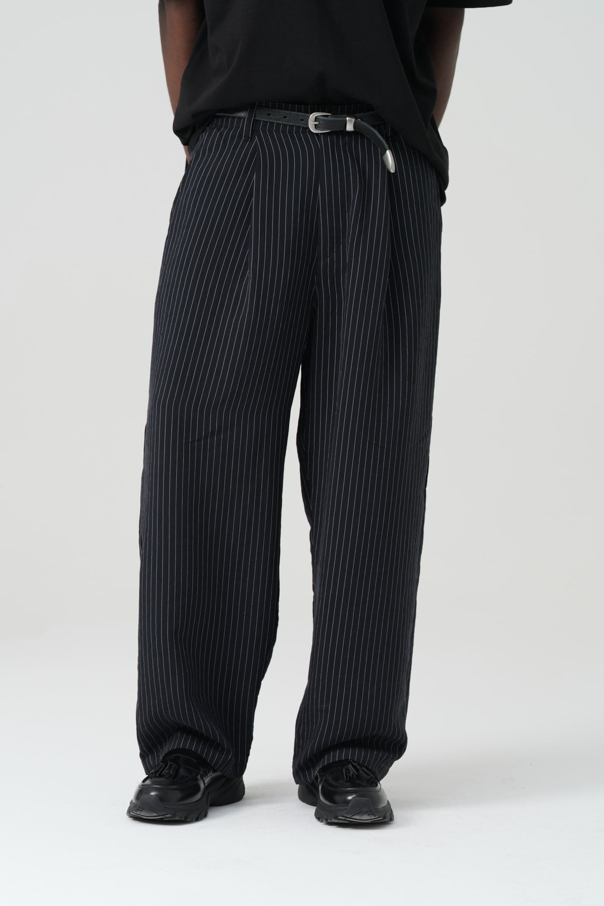 Tailor Stripe Relaxed Fit Erkek Pantolon Siyah
