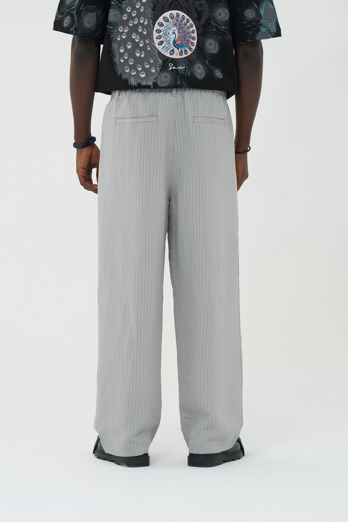 Tailor Stripe Relaxed Fit Erkek Pantolon Gri