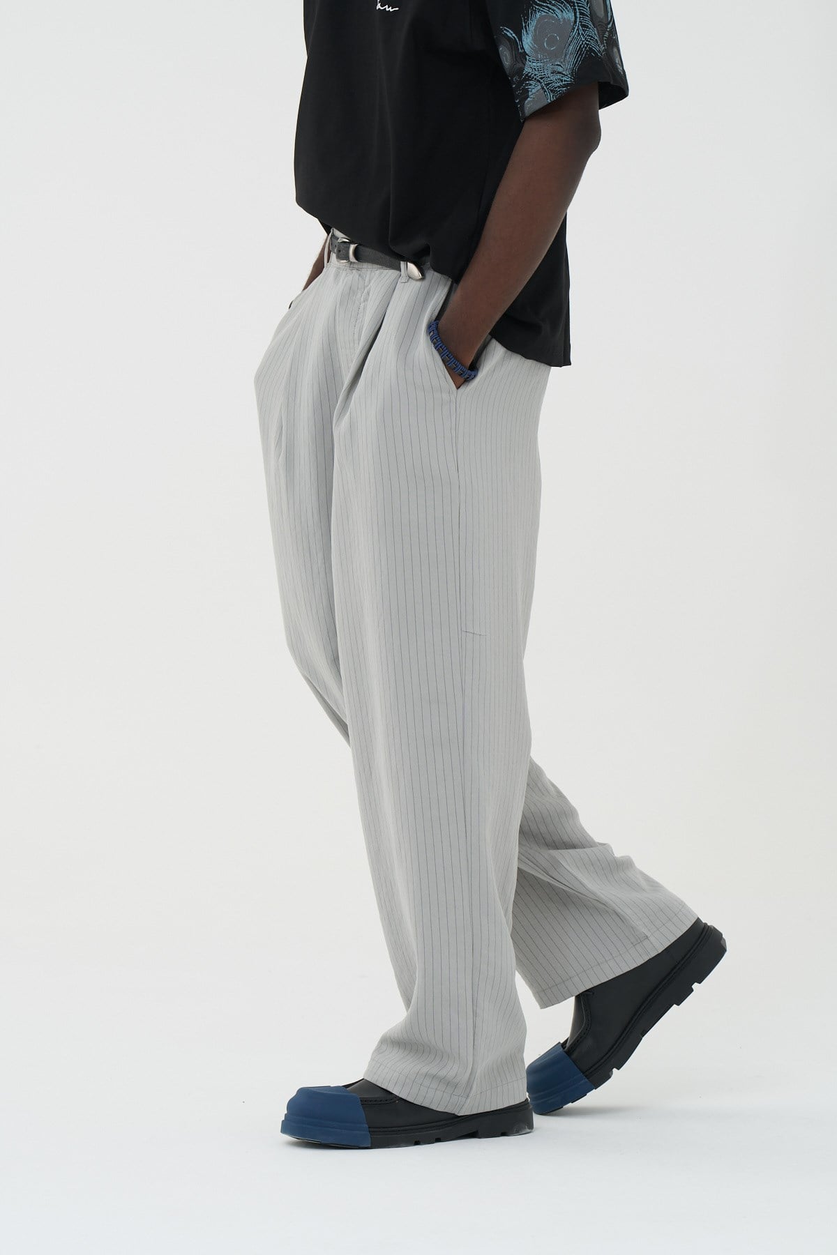 Tailor Stripe Relaxed Fit Erkek Pantolon Gri