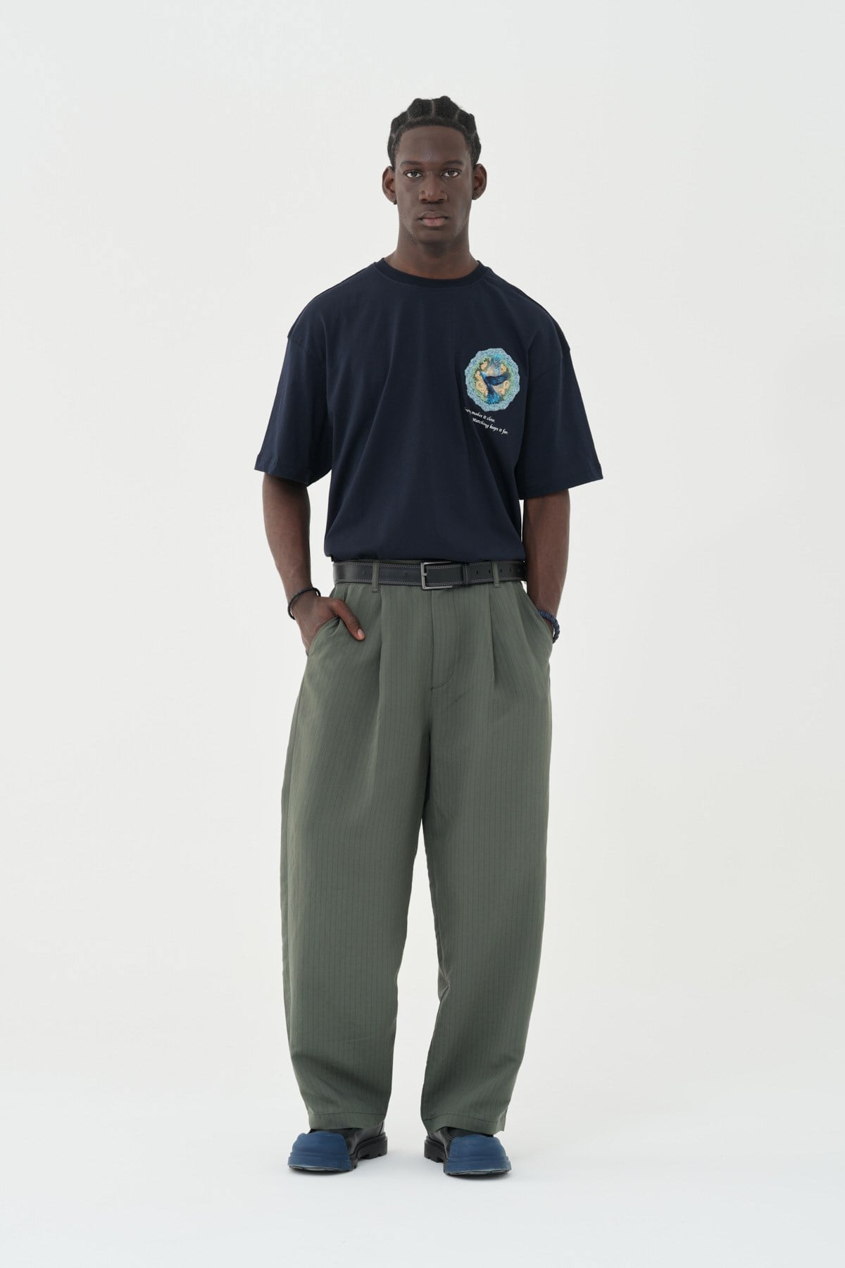 Tailor Stripe Relaxed Fit Erkek Pantolon Haki