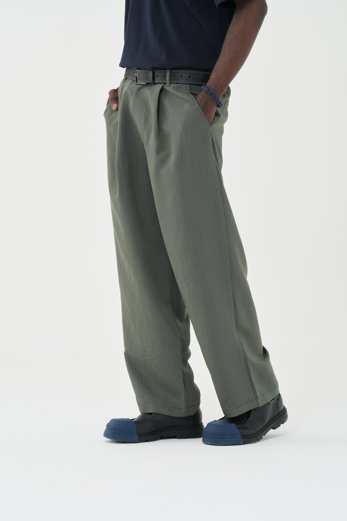 Tailor Stripe Relaxed Fit Erkek Pantolon Haki
