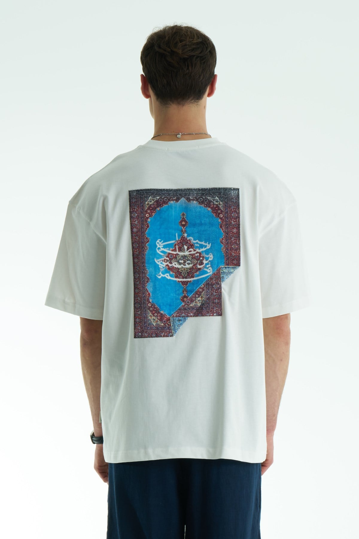 Tapestry Frame Oversize Tişört Erkek Ekru