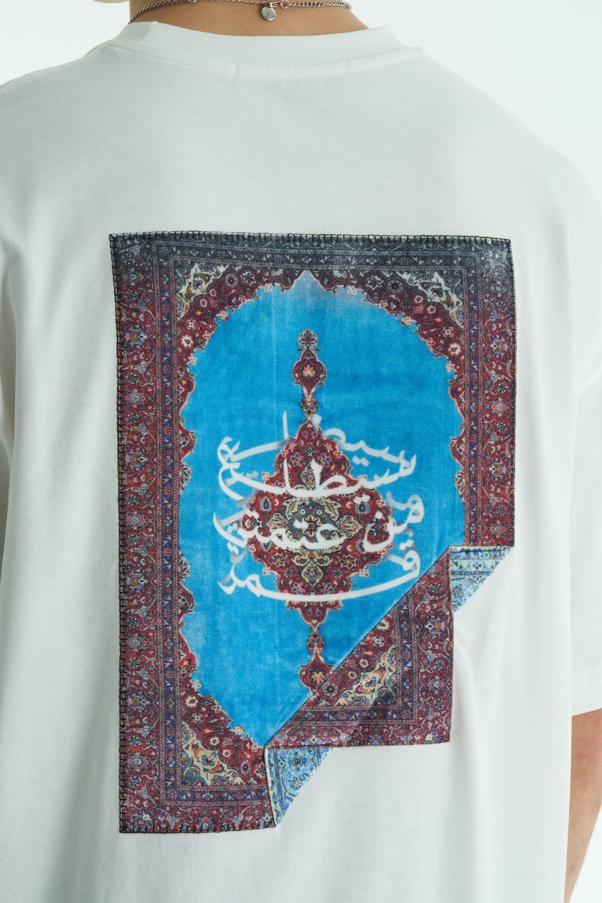 Tapestry Frame Oversize Tişört Erkek Ekru