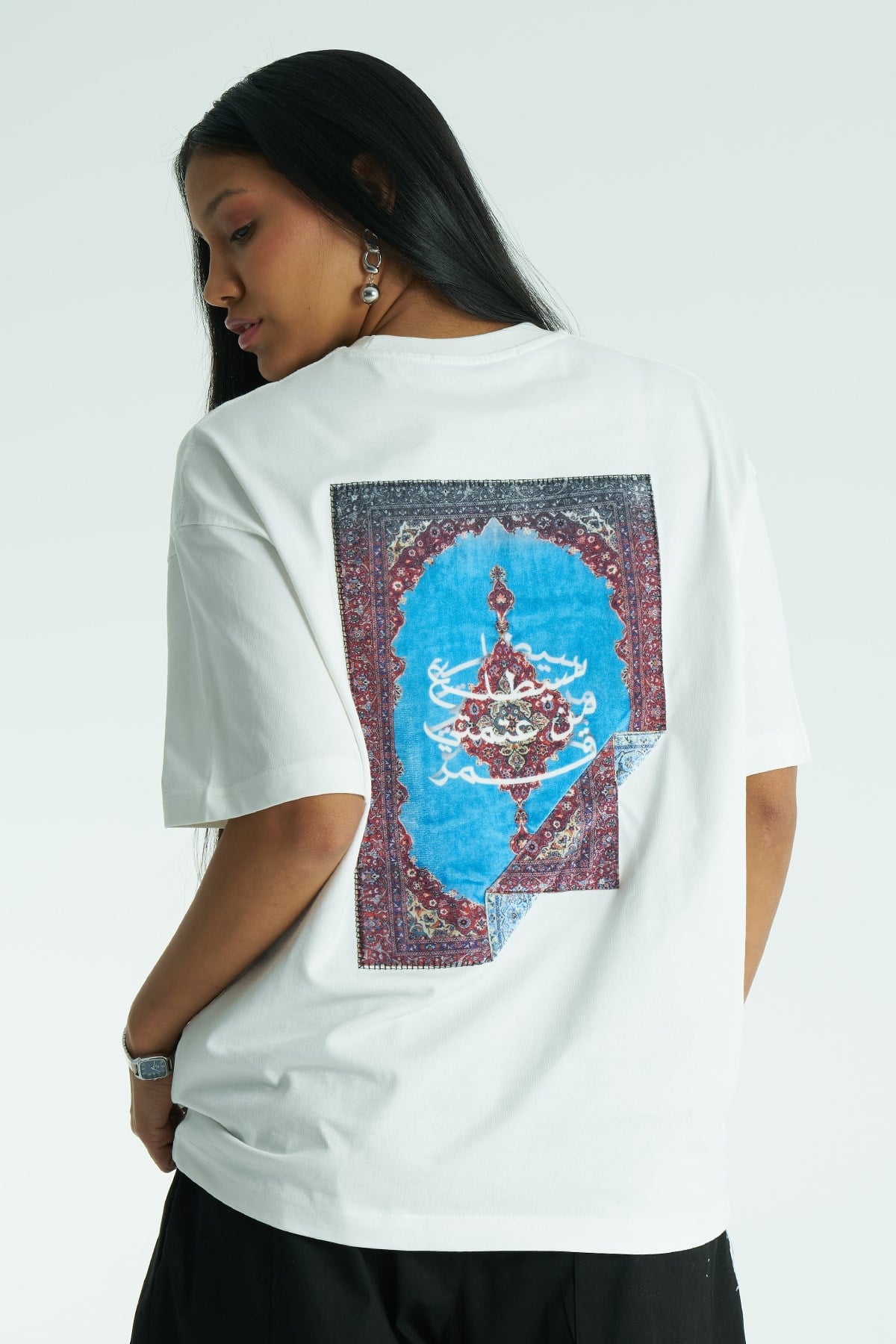 Tapestry Frame Oversize Tişört Kadın Ekru
