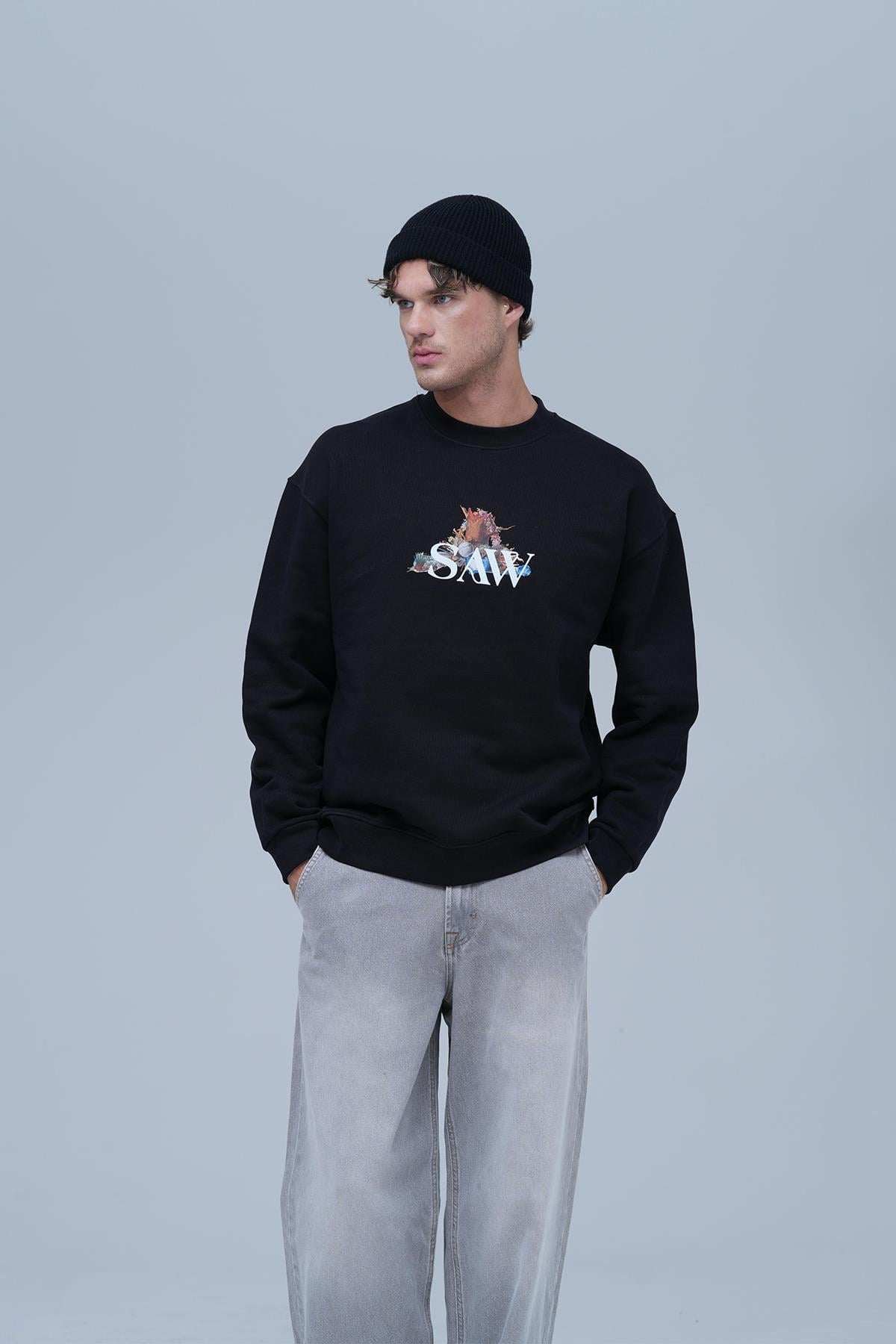 Time Capsule Oversize Sweatshirt Erkek Siyah