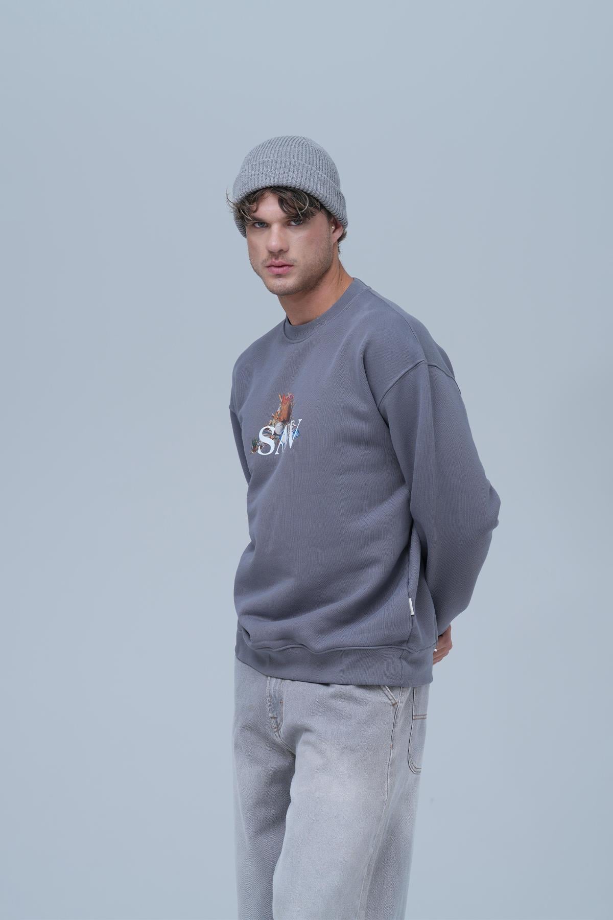 Time Capsule Oversize Sweatshirt Erkek Füme