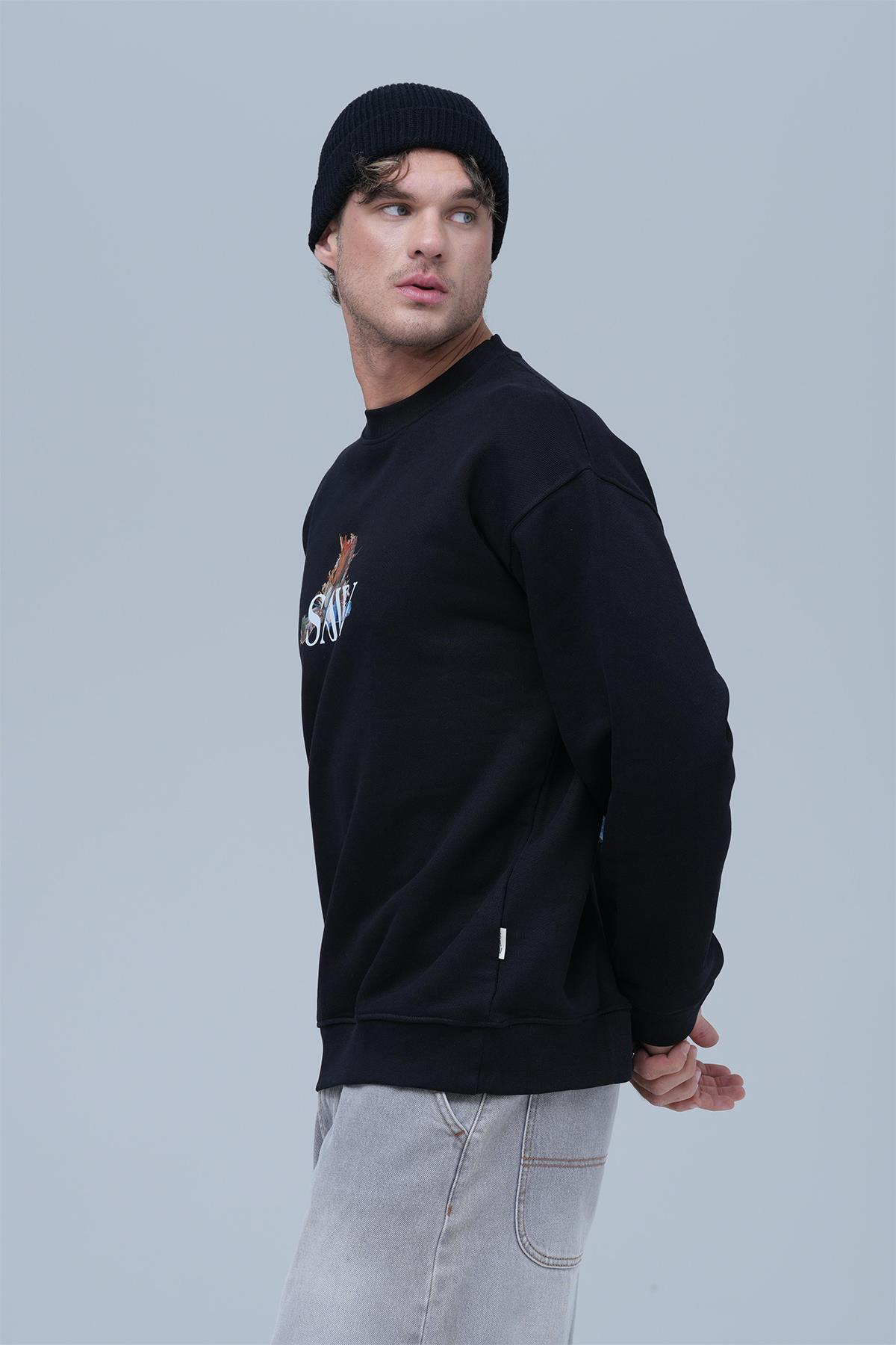 Time Capsule Oversize Sweatshirt Erkek Siyah