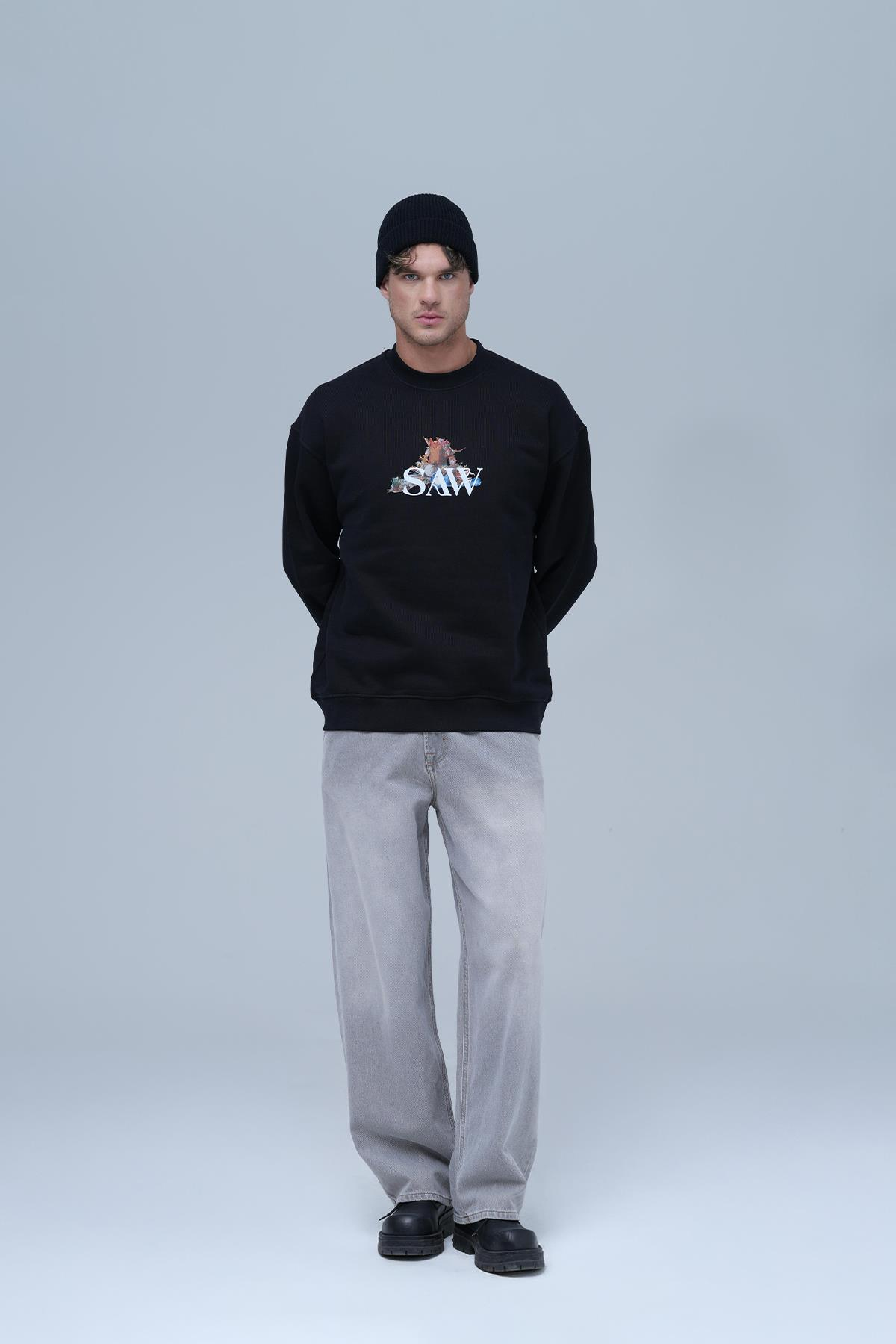 Time Capsule Oversize Sweatshirt Erkek Siyah
