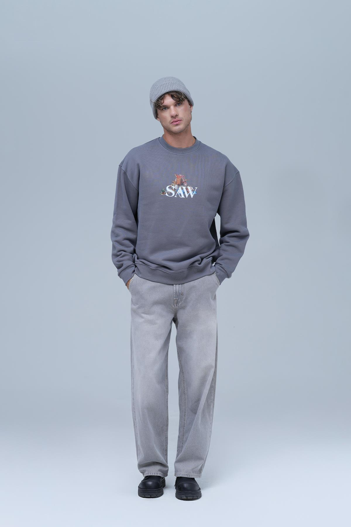 Time Capsule Oversize Sweatshirt Erkek Füme