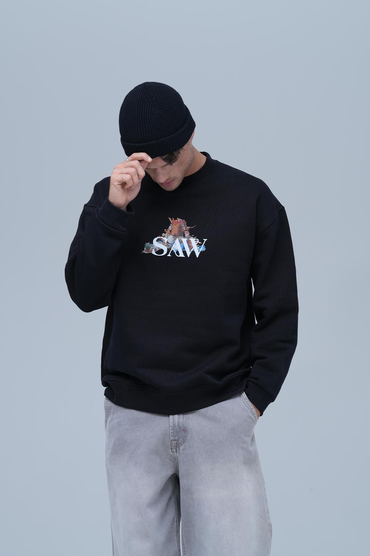 Time Capsule Oversize Sweatshirt Erkek Siyah