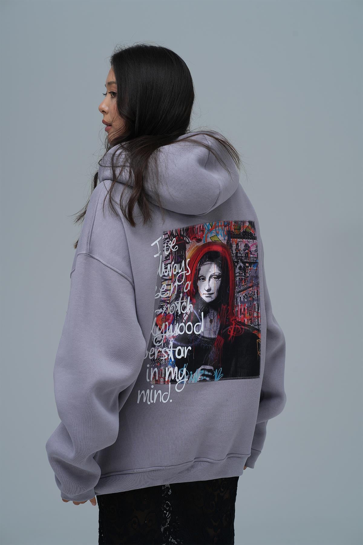 Top-Notch Oversize Sweatshirt Kadın Gri