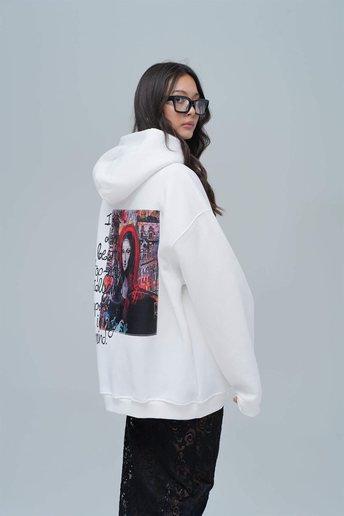 Top-Notch Oversize Sweatshirt Kadın Taş