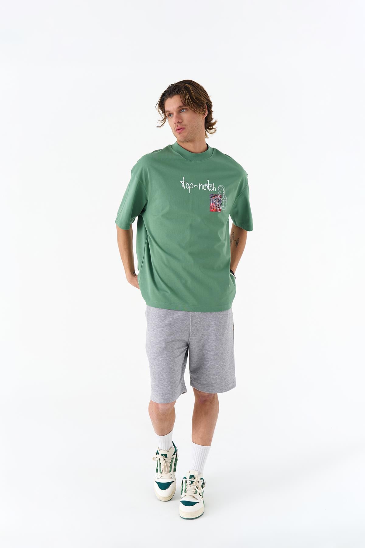 Top-Notch Oversize Tişört Erkek Yeşil