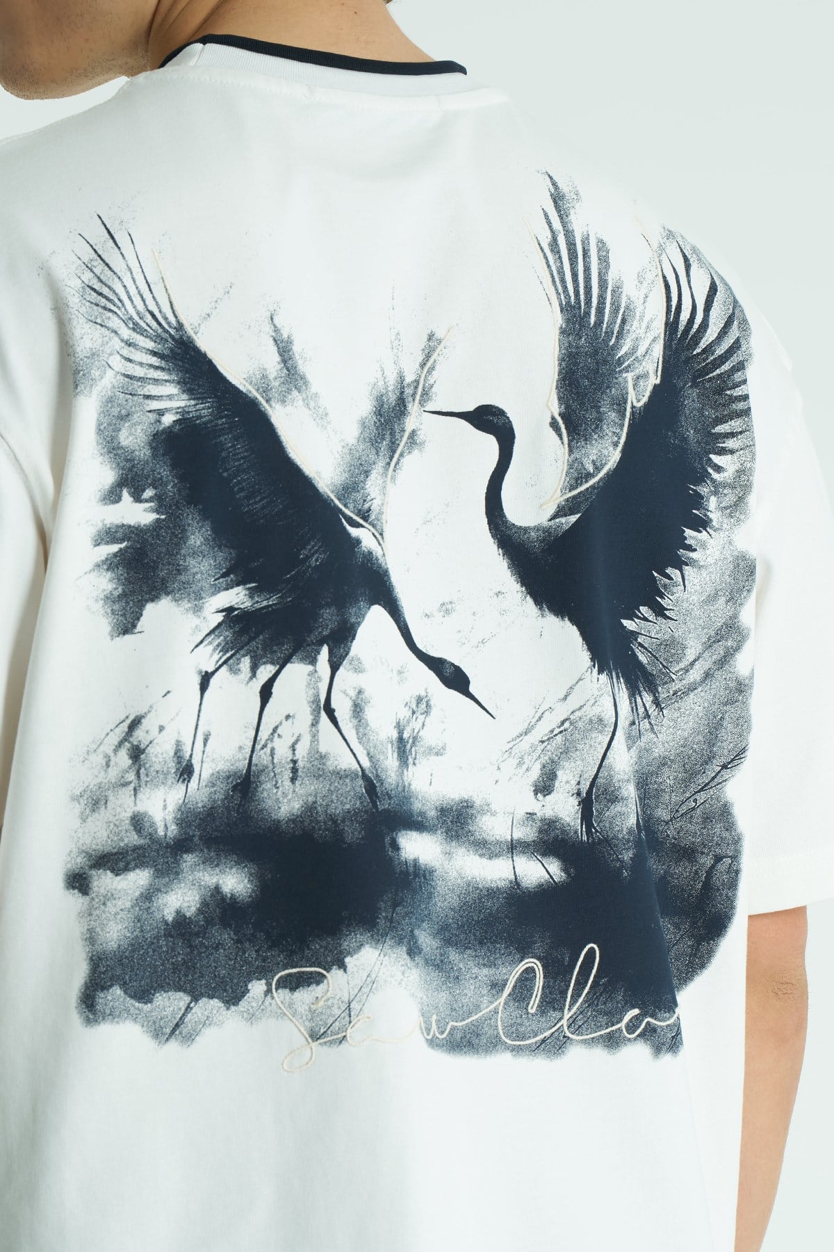 Tsuru Oversize Erkek Tişört Ekru