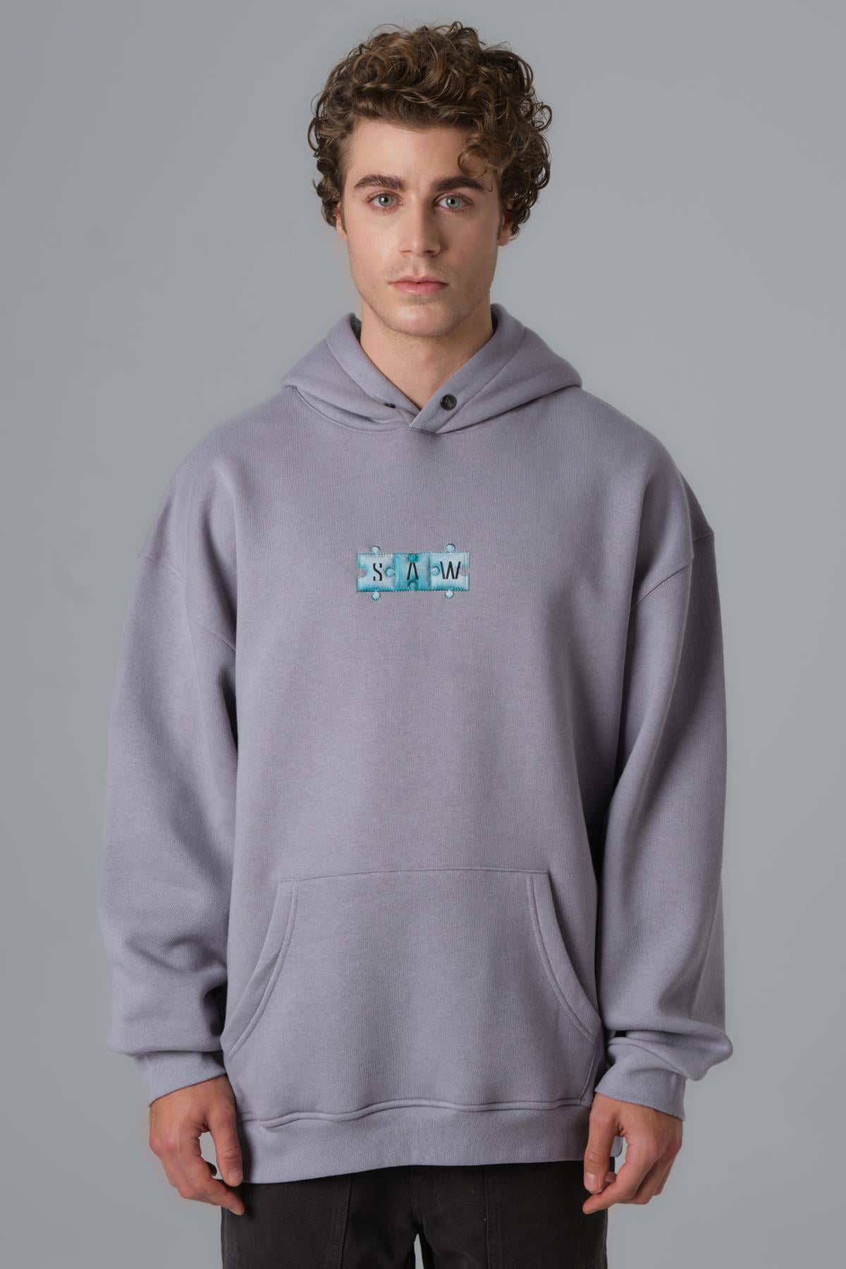 Unfinished Oversize Sweatshirt Erkek Gri