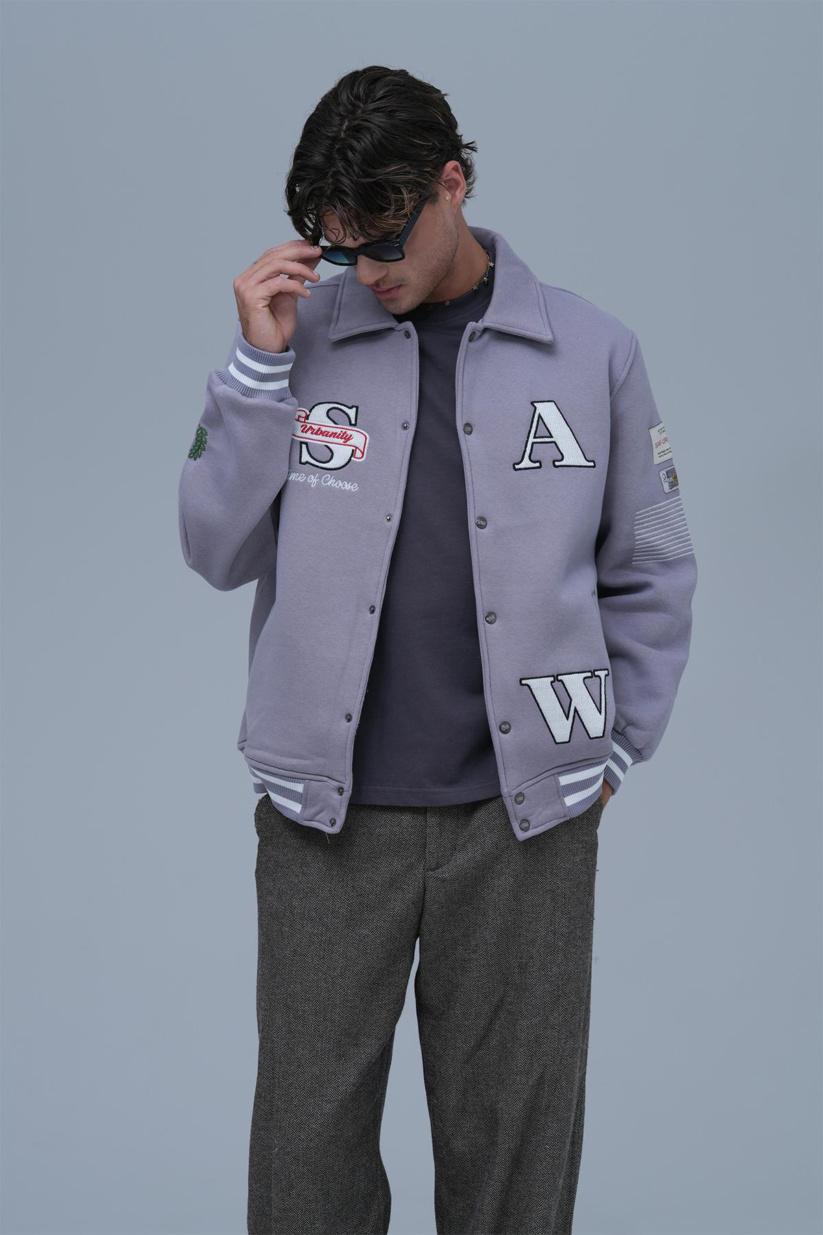 Urban Choice Oversize Kolej Ceketi Erkek Gri