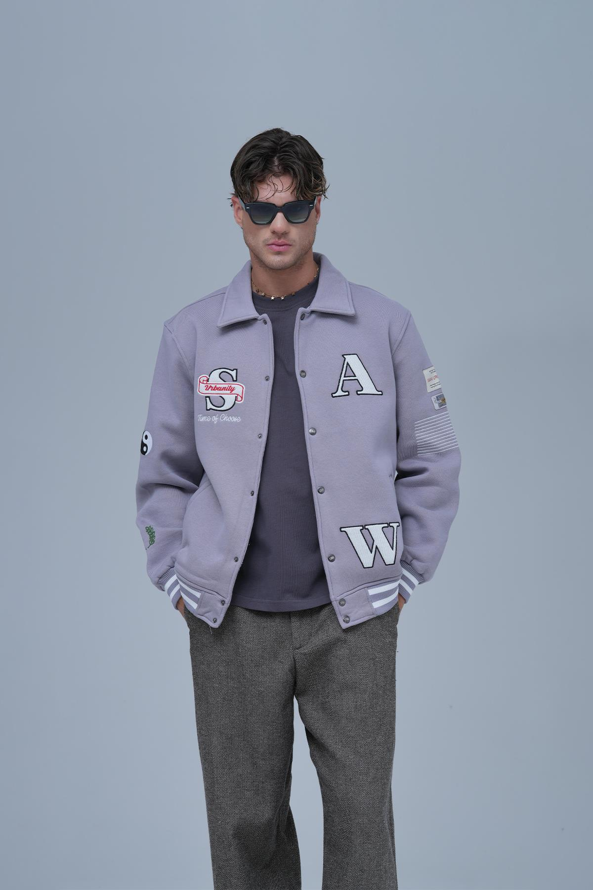 Urban Choice Oversize Kolej Ceketi Erkek Gri