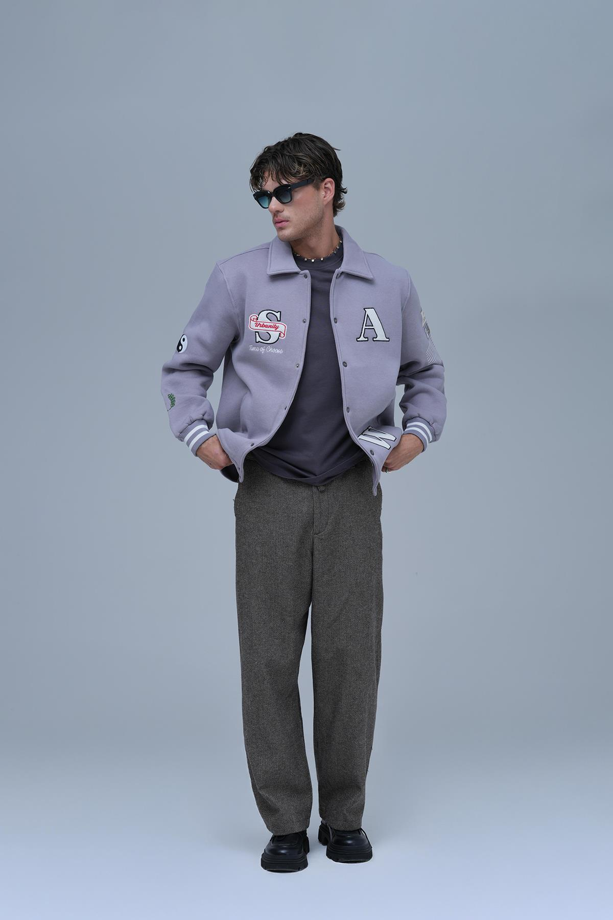 Urban Choice Oversize Kolej Ceketi Erkek Gri