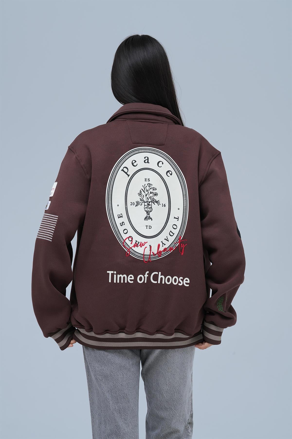 Urban Choice Oversize Kolej Ceketi Kadın Kahverengi