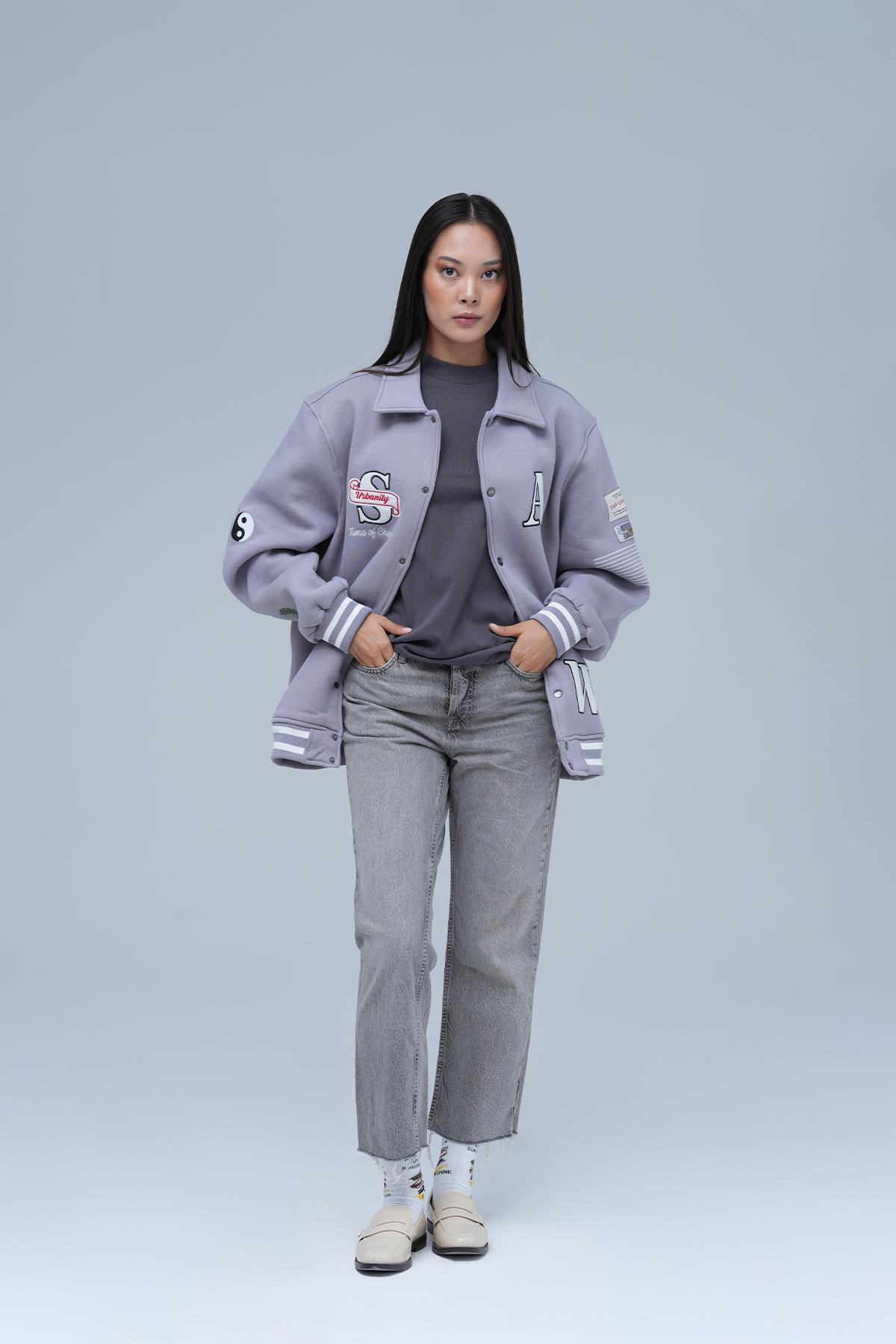 Urban Choice Oversize Kolej Ceketi Kadın Gri