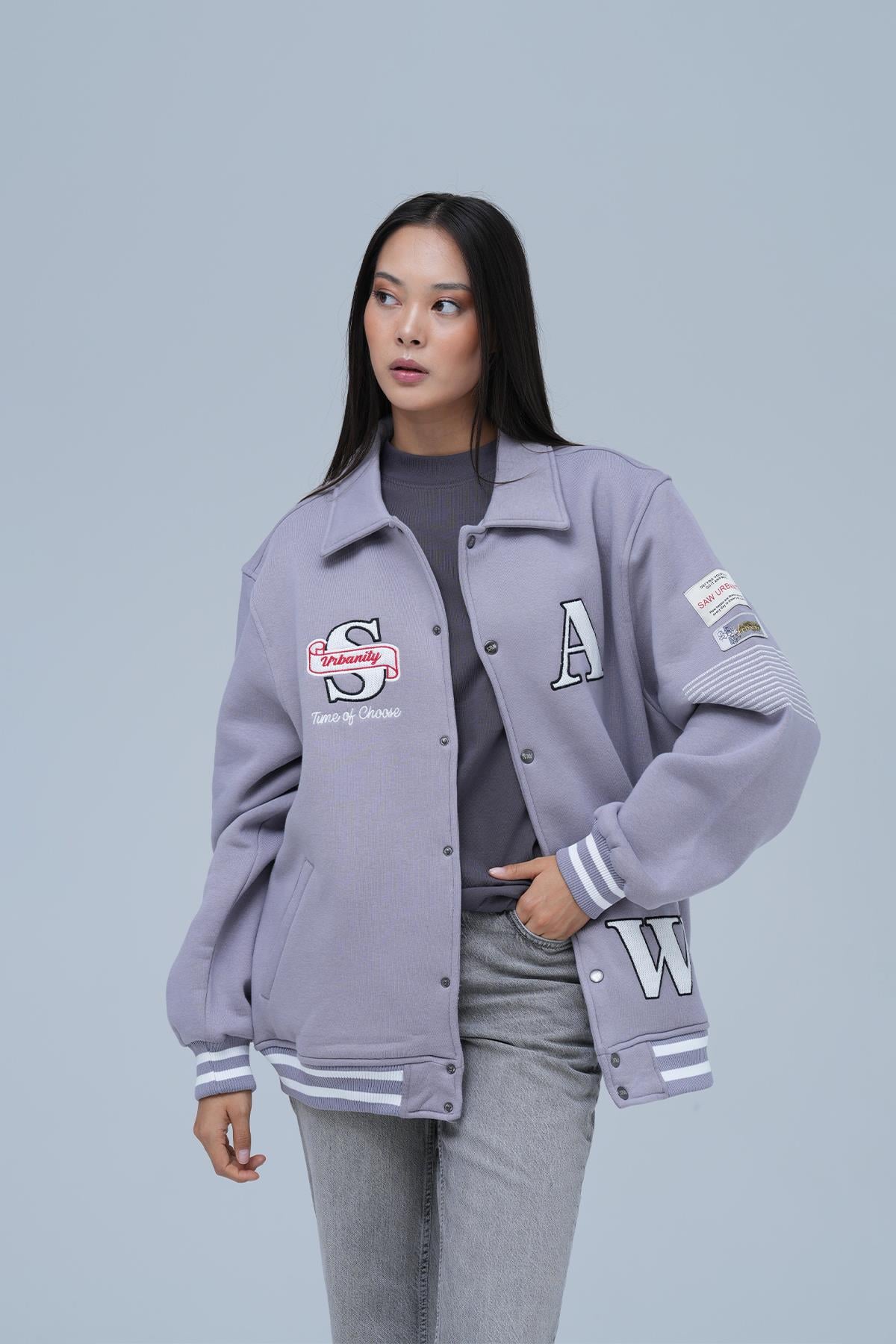 Urban Choice Oversize Kolej Ceketi Kadın Gri