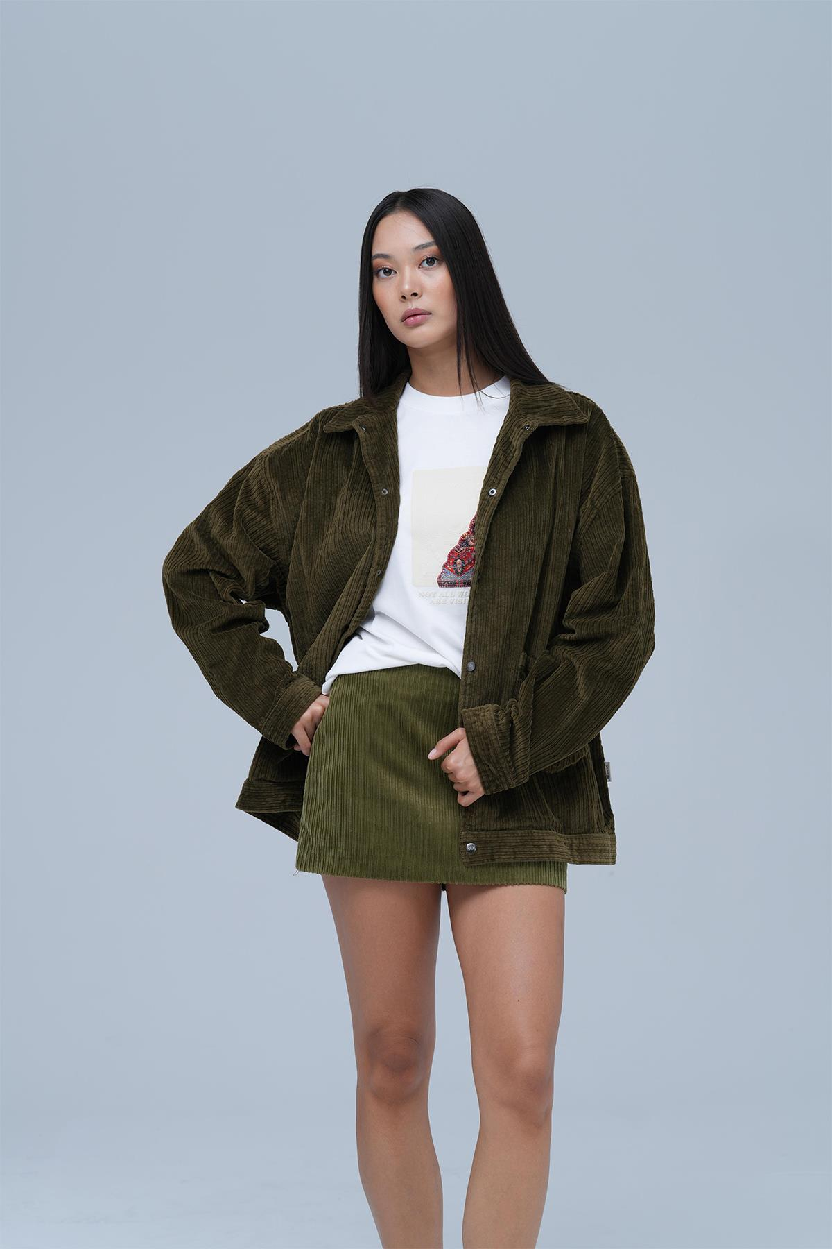 Urban Velvet Ceket Kadın Haki