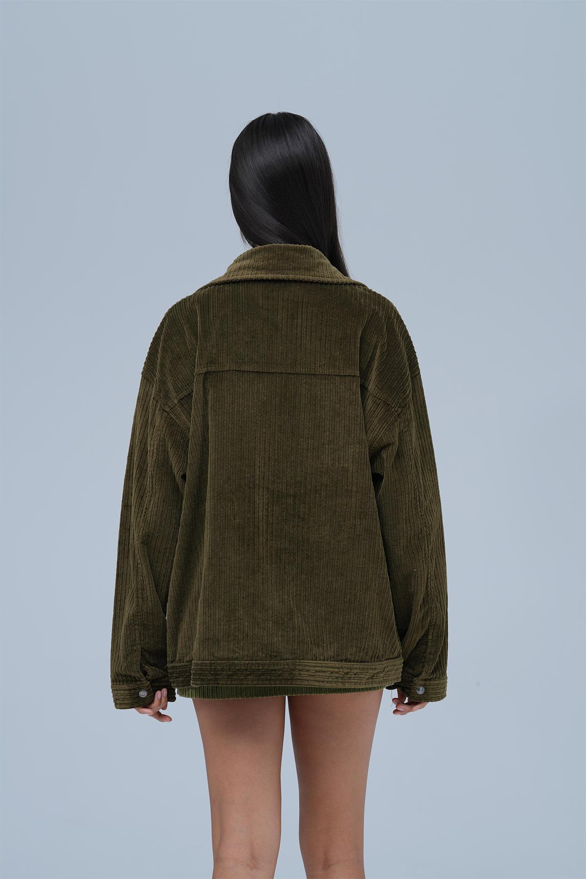 Urban Velvet Ceket Kadın Haki