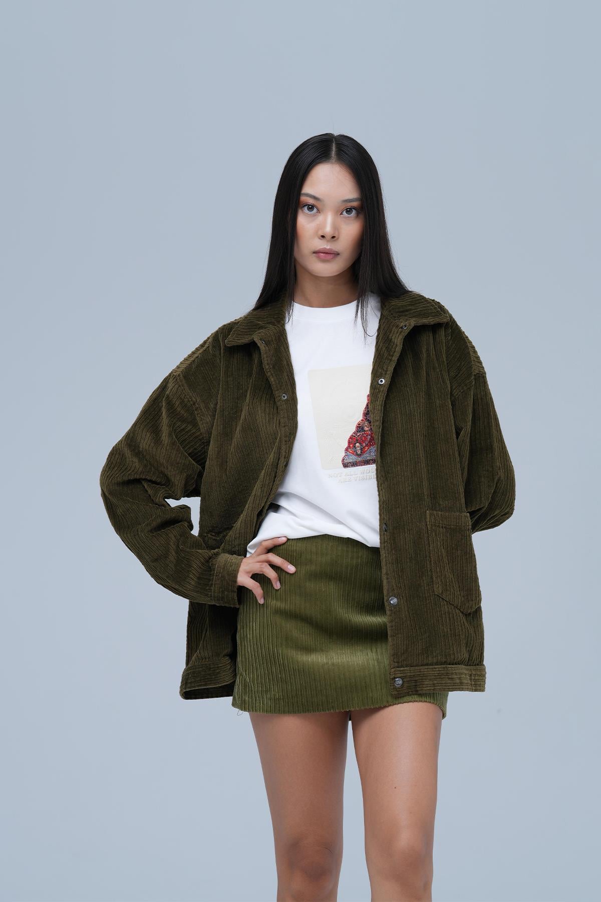Urban Velvet Ceket Kadın Haki
