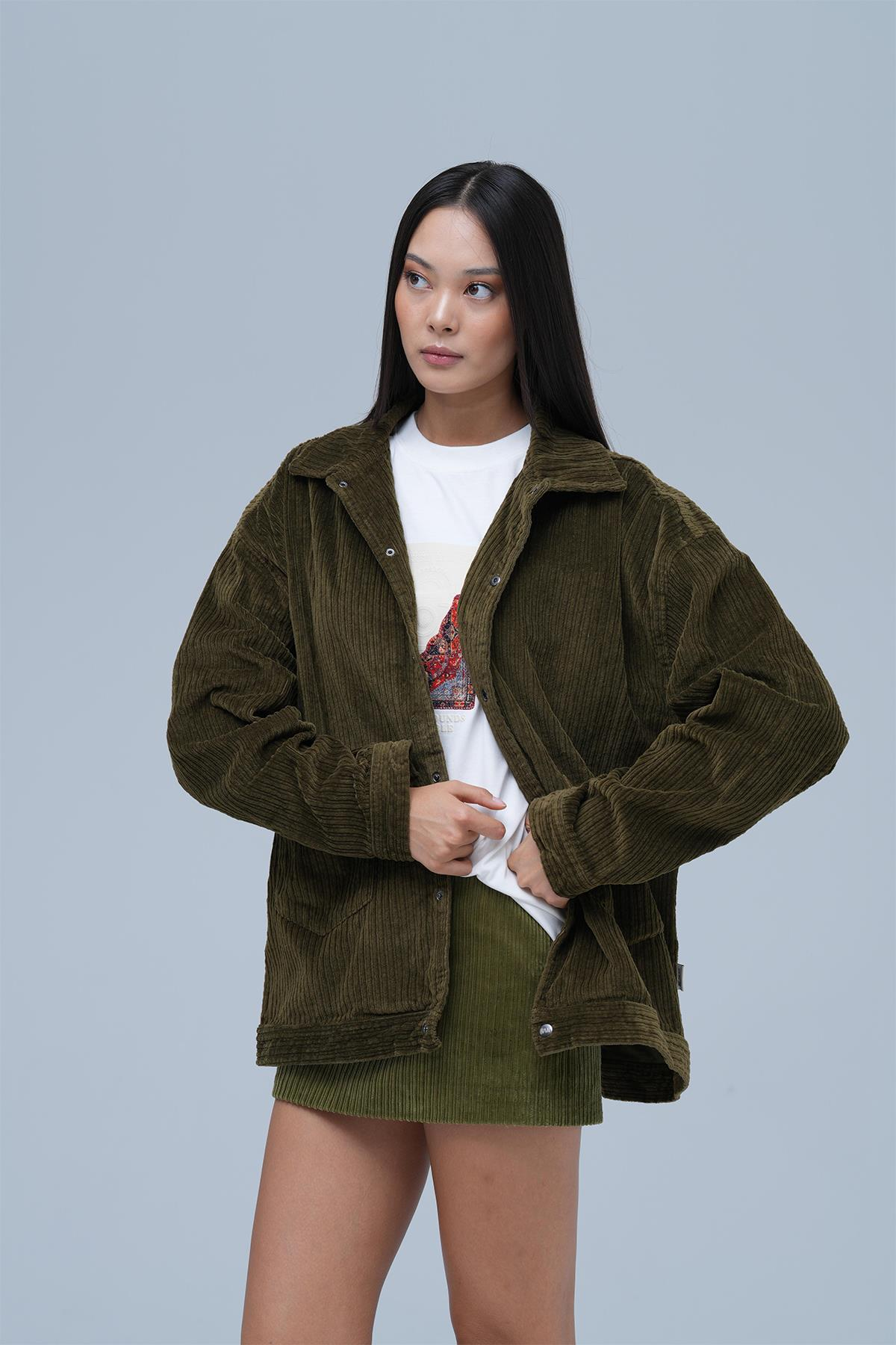 Urban Velvet Ceket Kadın Haki