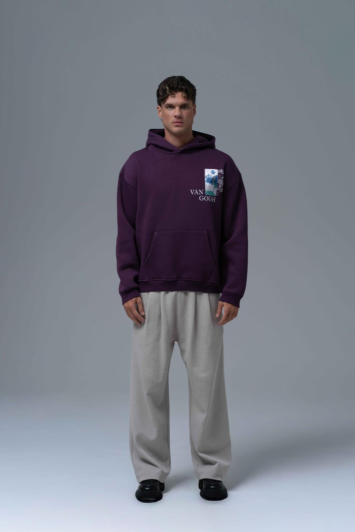 Van Gogh Irises Oversize Sweatshirt Erkek Mor