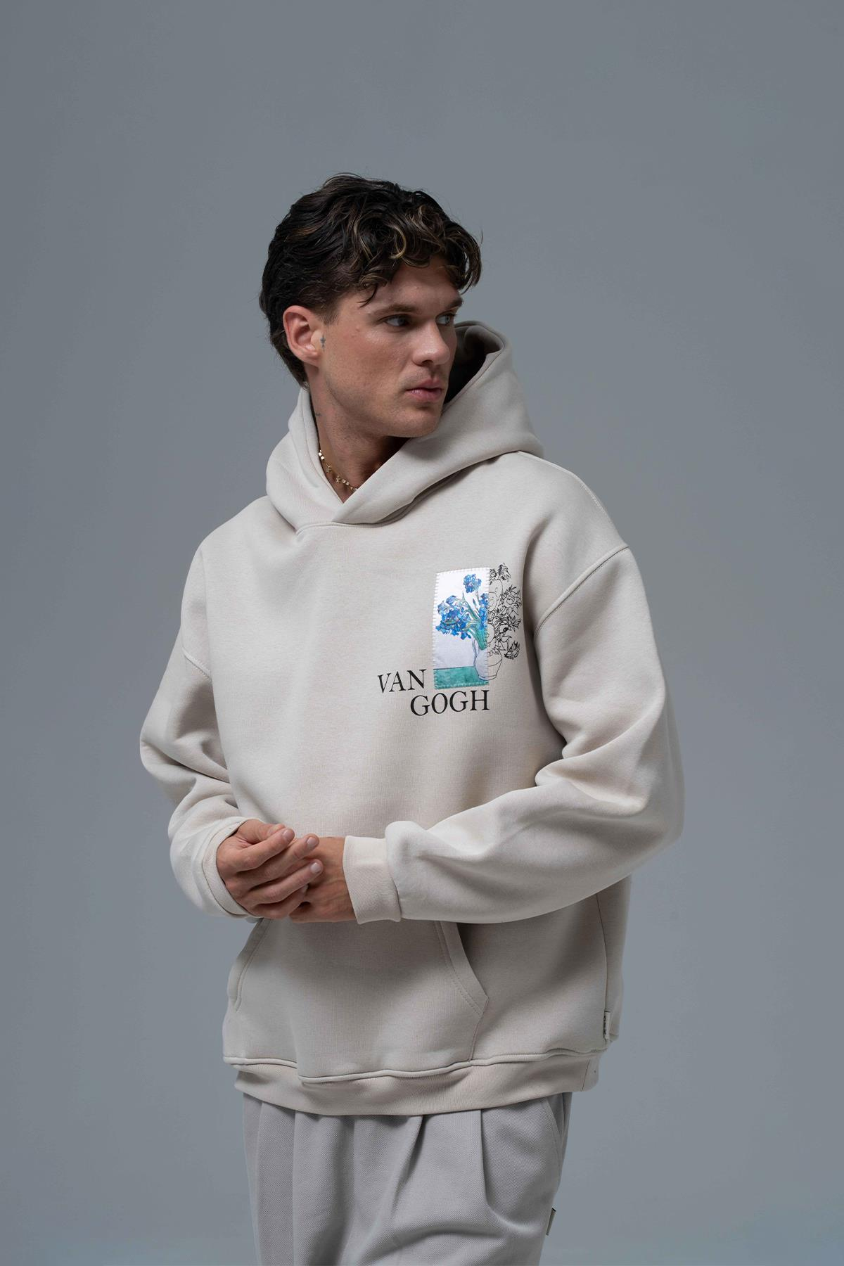 Van Gogh Irises Oversize Sweatshirt Erkek Ekru