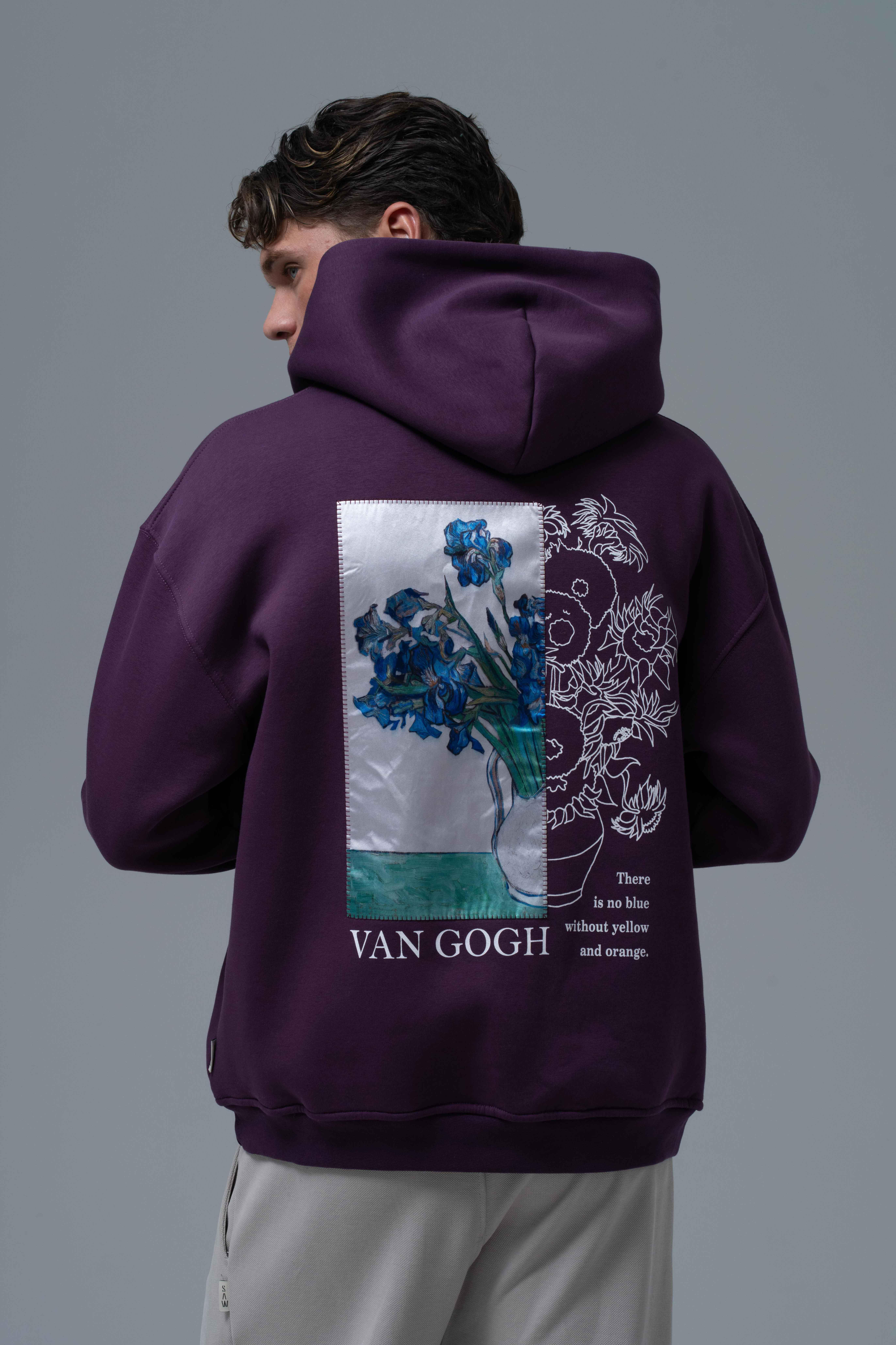 Van Gogh Irises Oversize Sweatshirt Erkek Mor