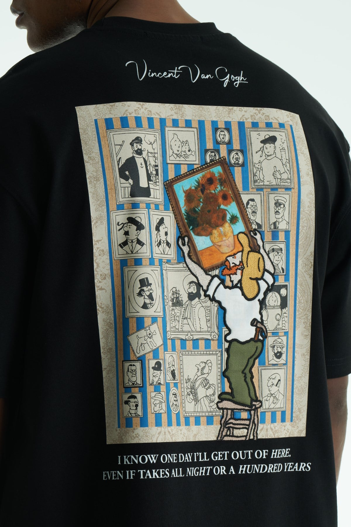 Van Gogh Muse Oversize Erkek Tişört Siyah