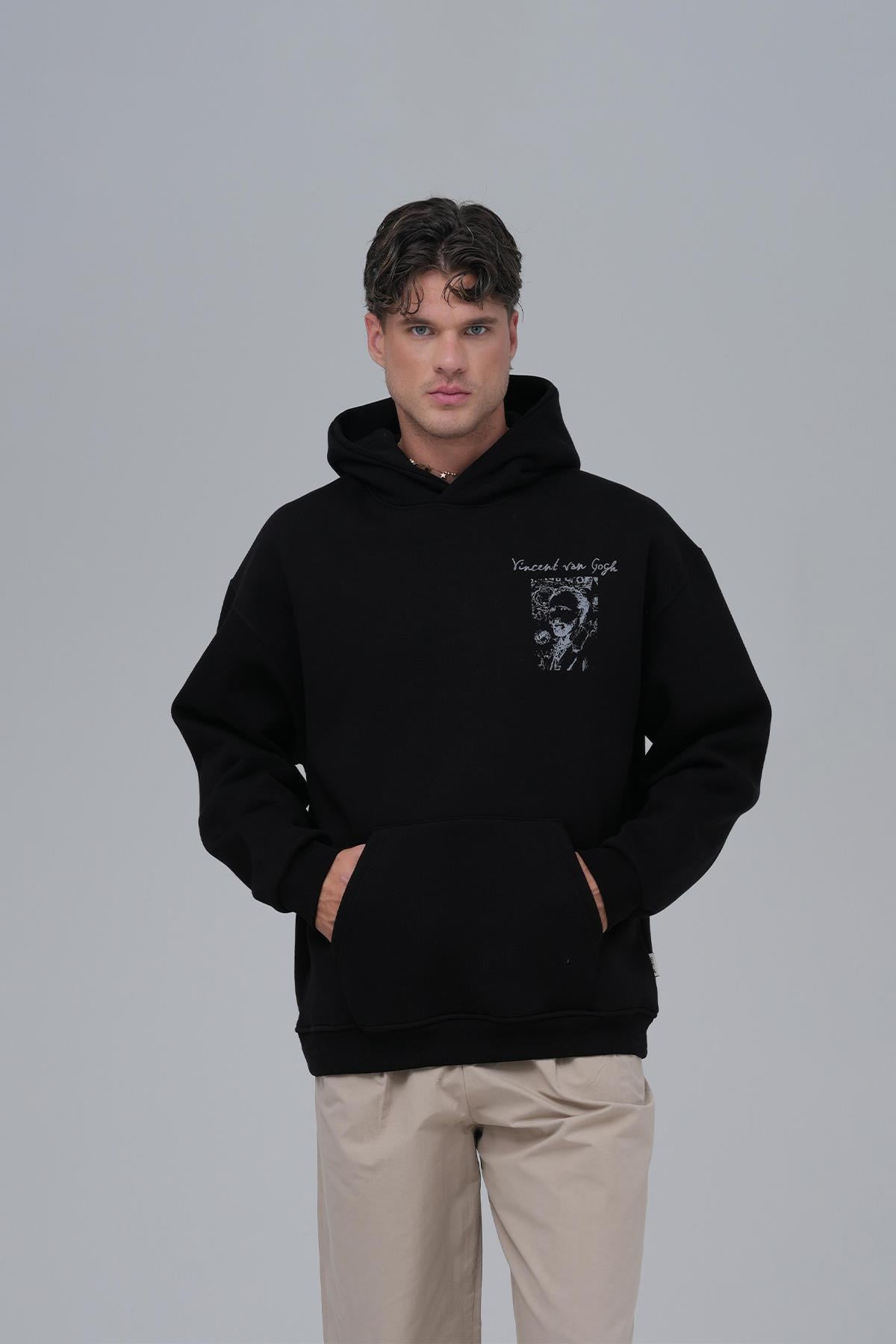 Van Gogh Threads Oversize Sweatshirt Erkek Siyah