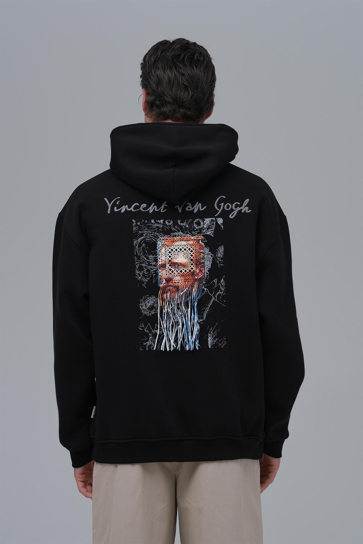 Van Gogh Threads Oversize Sweatshirt Erkek Siyah