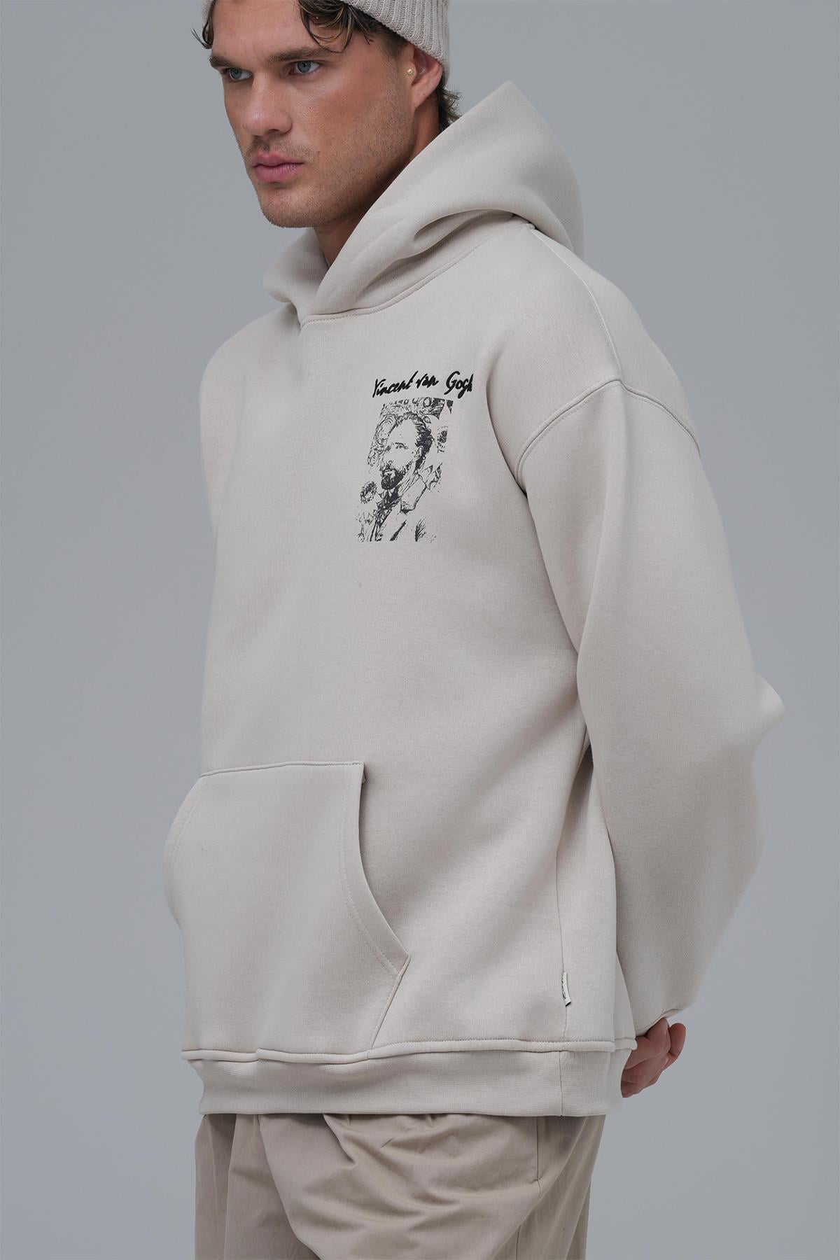 Van Gogh Threads Oversize Sweatshirt Erkek Stone