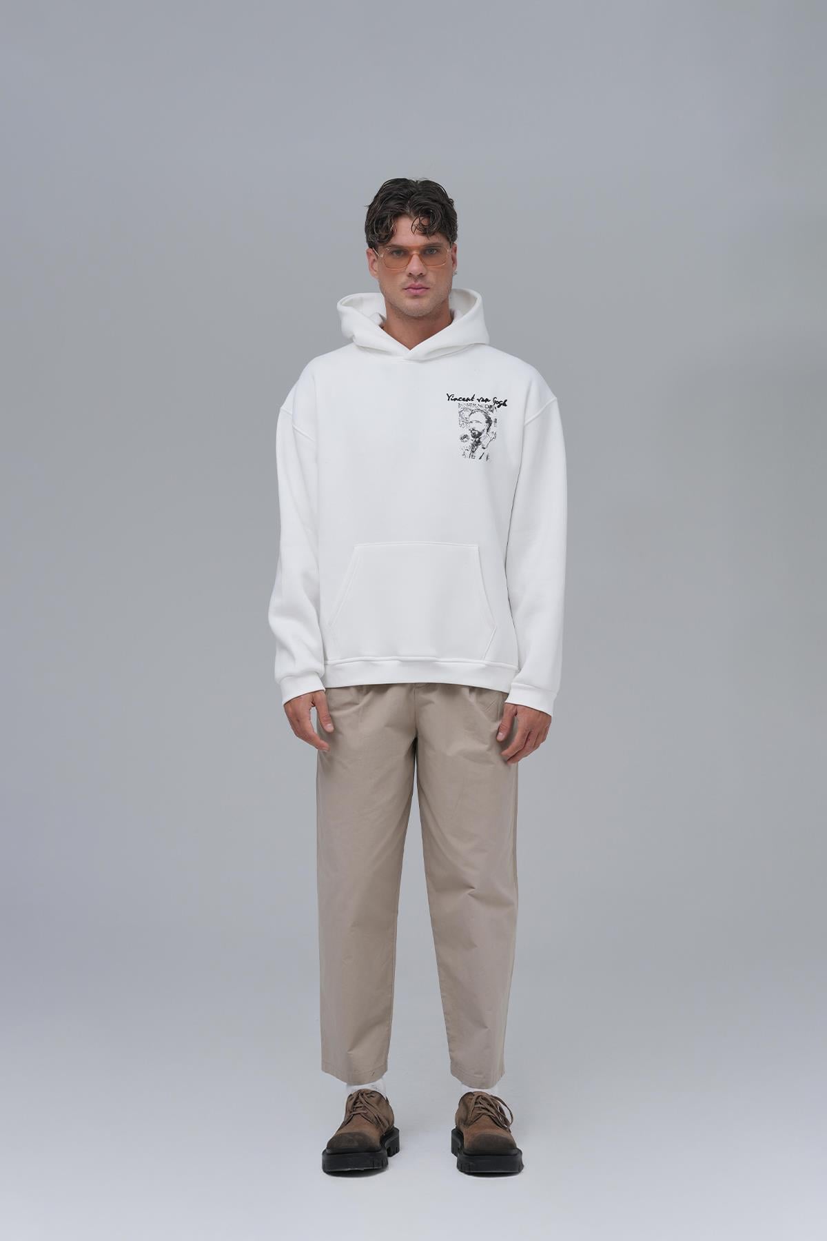 Van Gogh Threads Oversize Sweatshirt Erkek Ekru