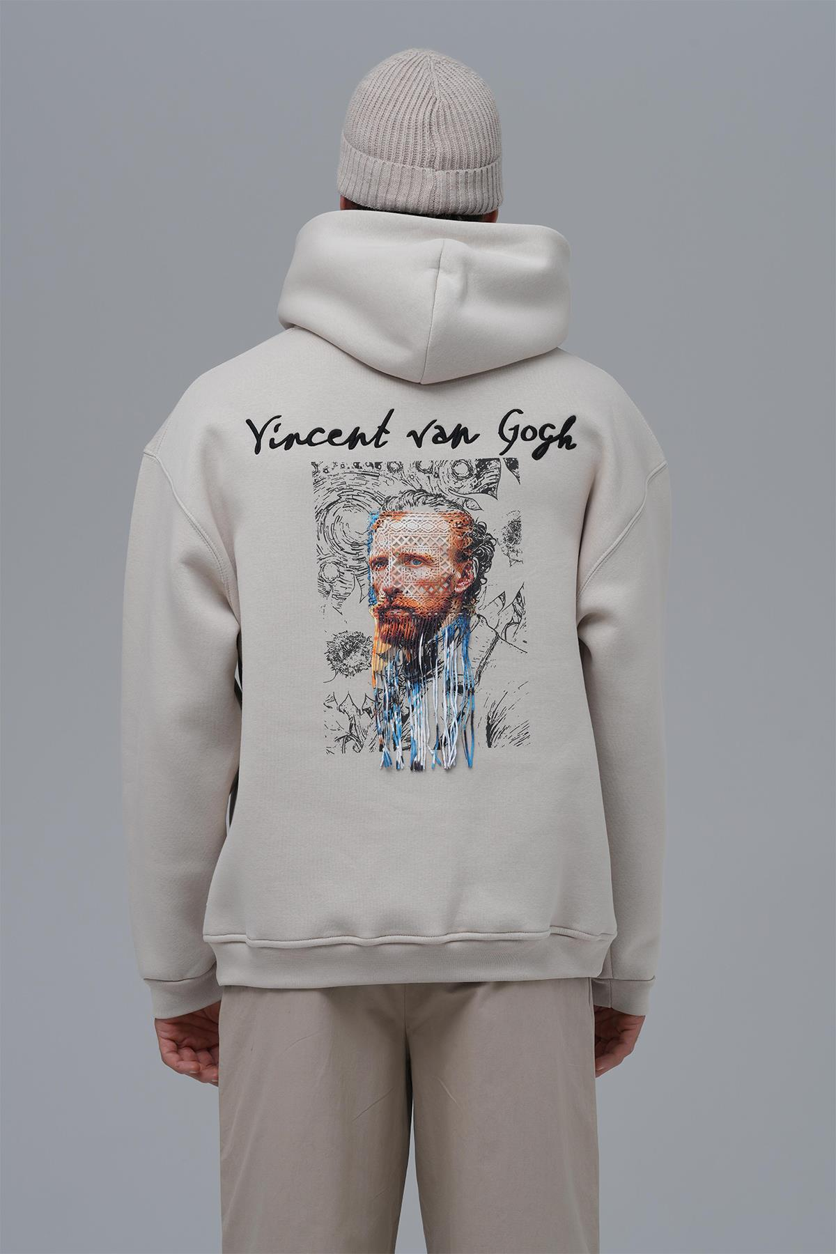 Van Gogh Threads Oversize Sweatshirt Erkek Stone